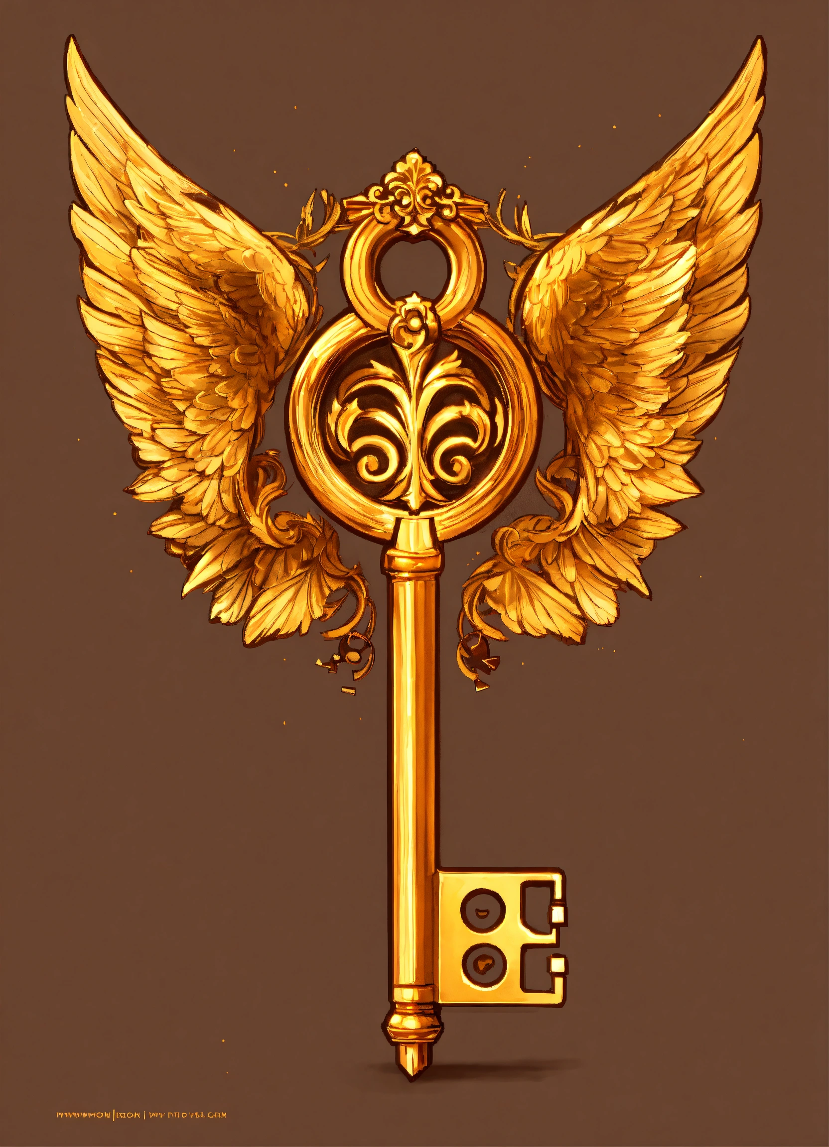 Lexica - Draw a golden winged key logo