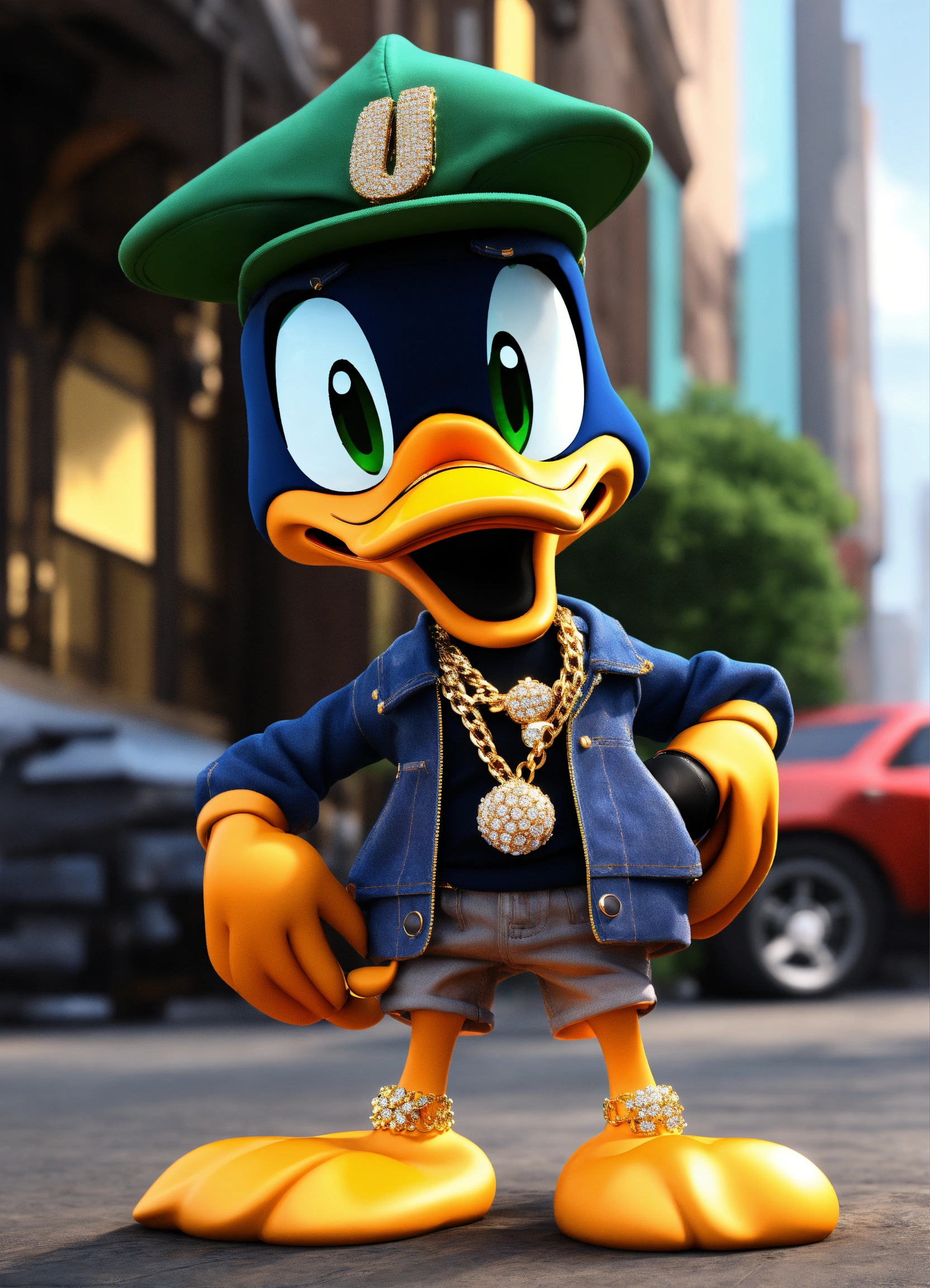 Lexica - 3D model, Daffy Duck dressed in trendy hip-hop attire ...