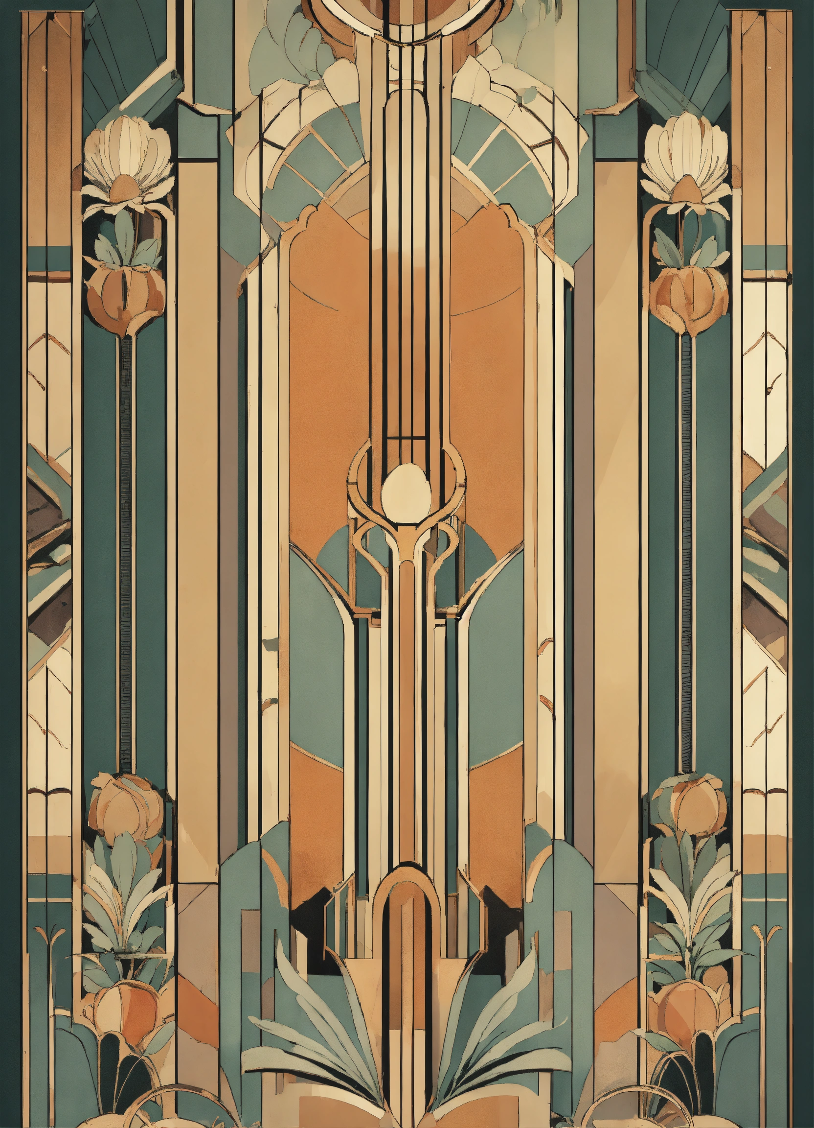 Lexica - Art Deco design, vintage muted color