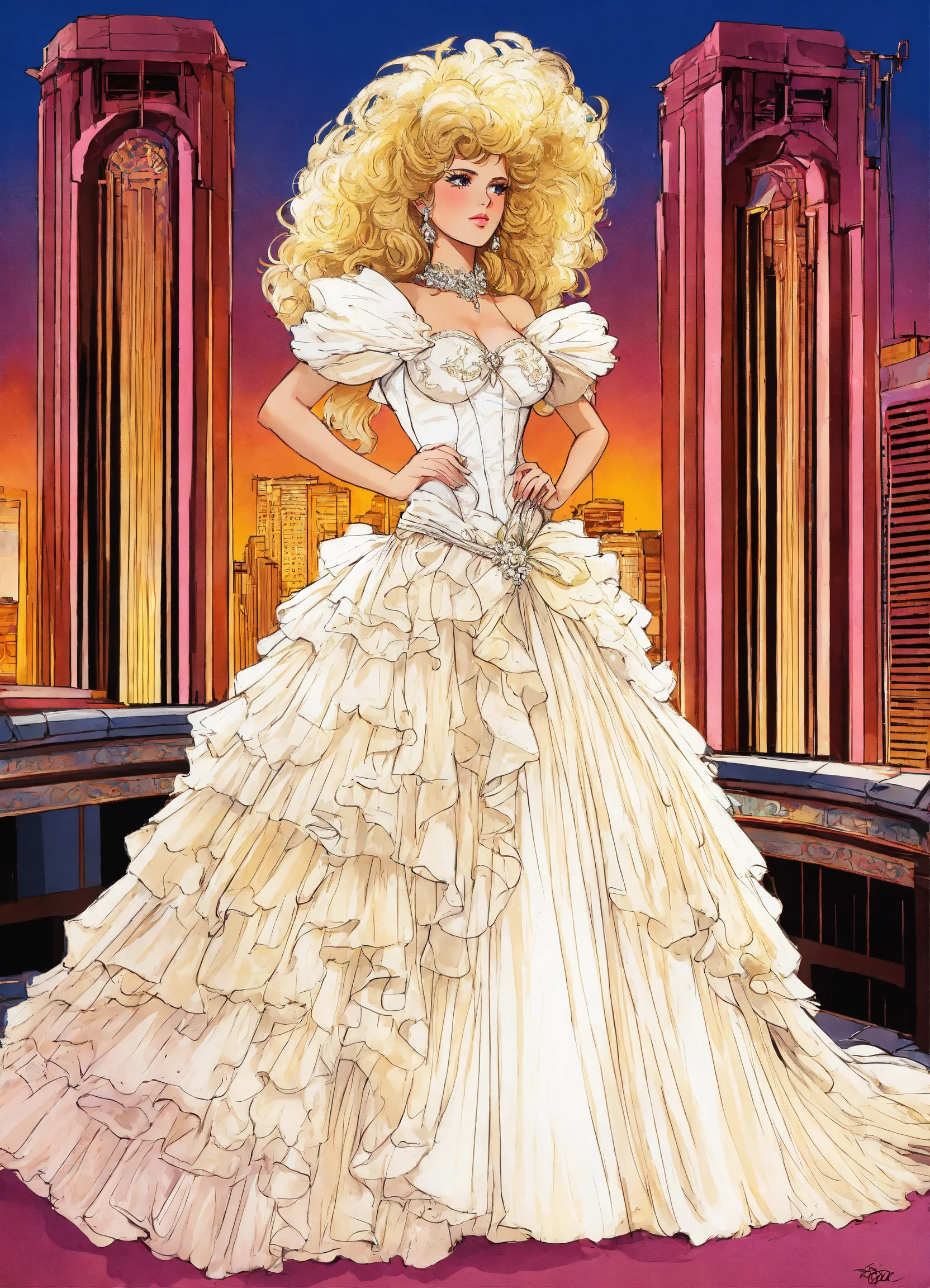 Lexica - Glamorous 80s bride, huge blonde 80s perm, elaborate 80s ...