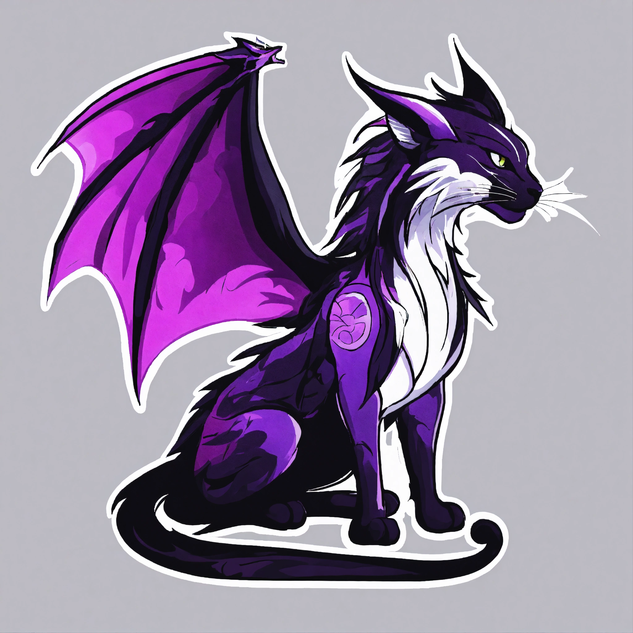 Lexica - Black White purple Dragon Cat with wings the wizard, fantasy ...