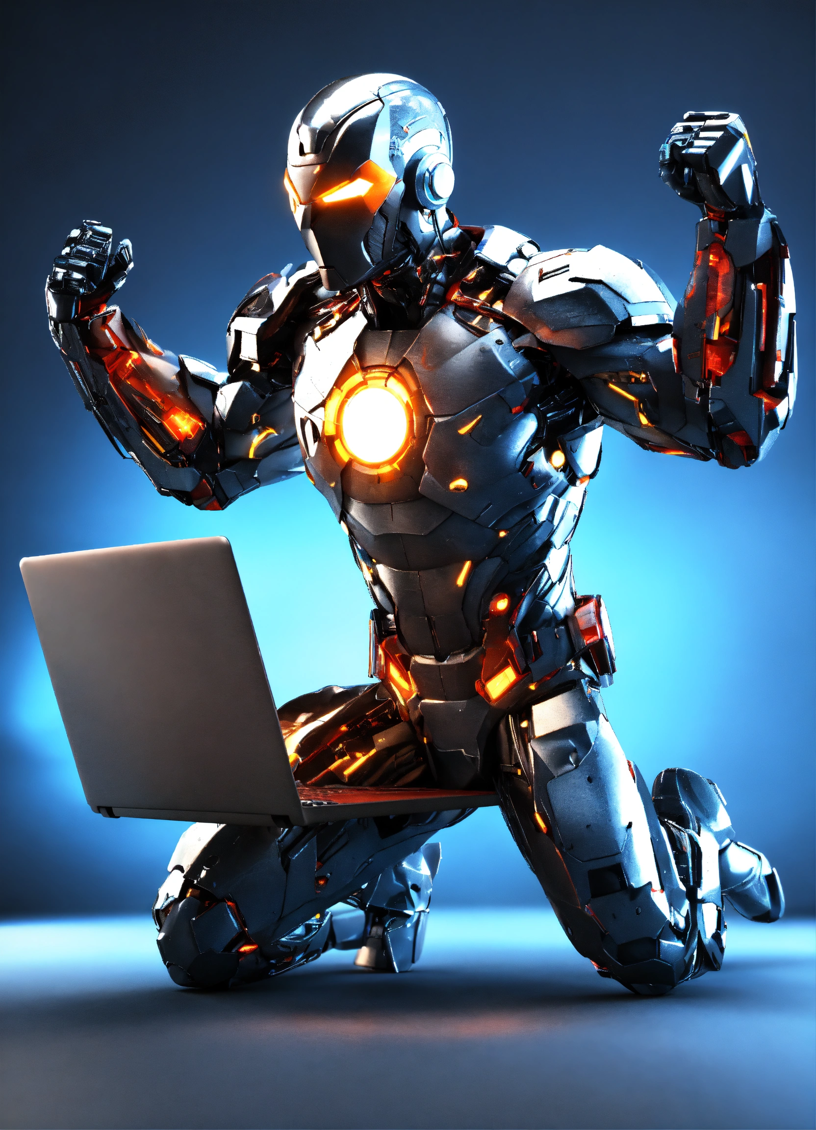 Lexica - Superhero cyborg, 3d, full body, come out of laptop screen ...