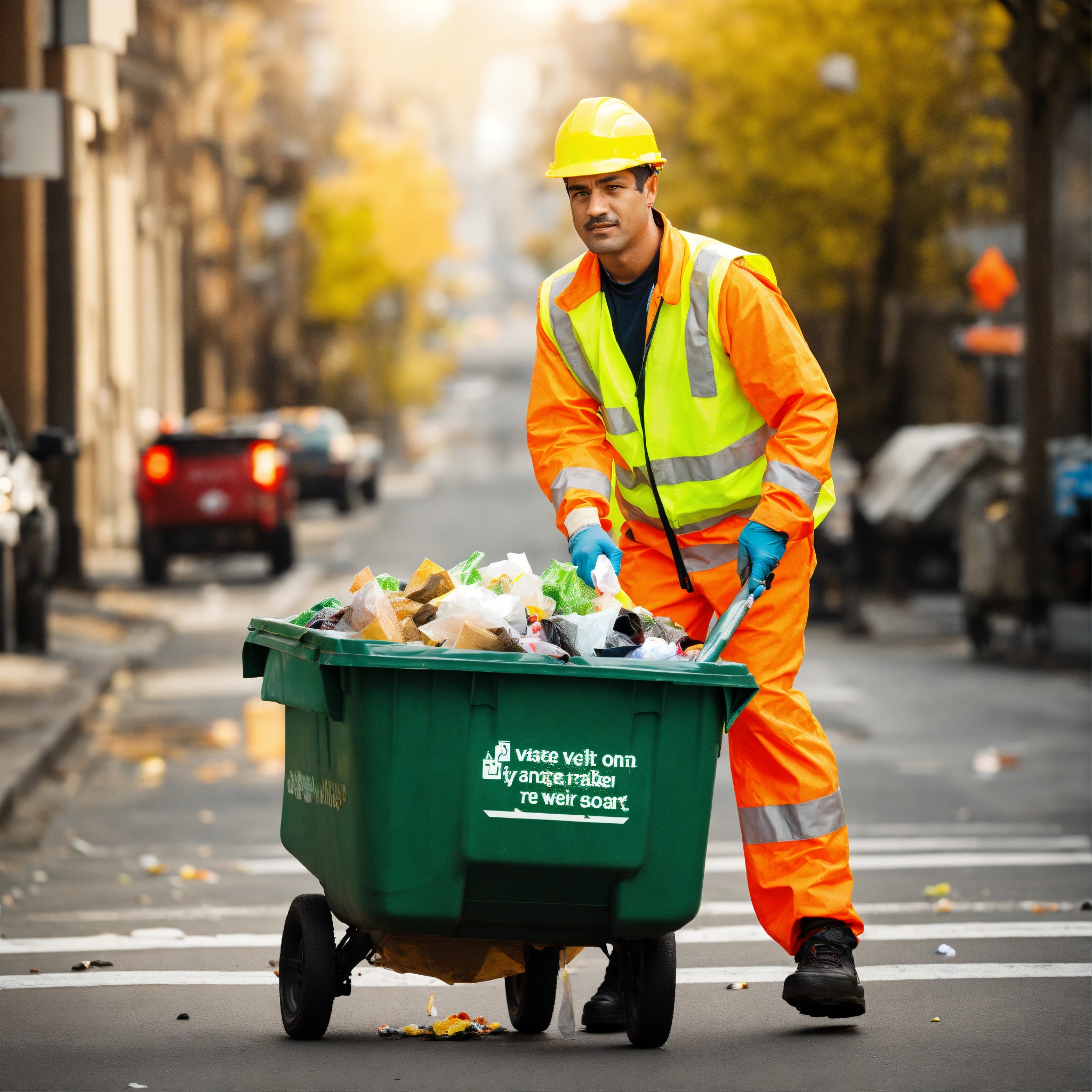 Lexica - Stock images of a garbage man taking out the trash in high ...