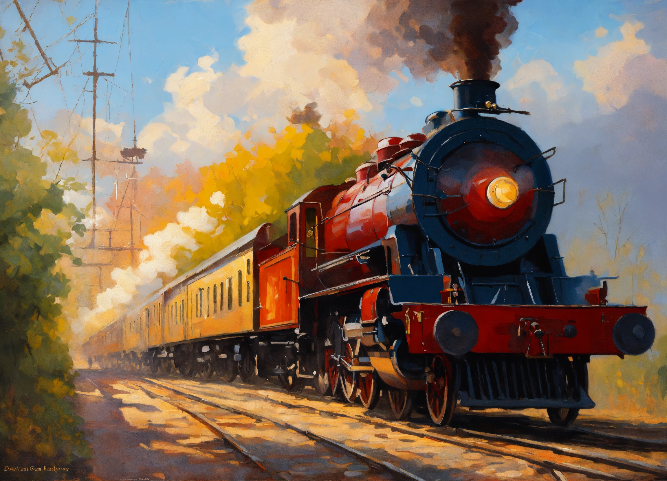 Lexica - Create a painting of an steam locomotive, painting by Evgeny ...