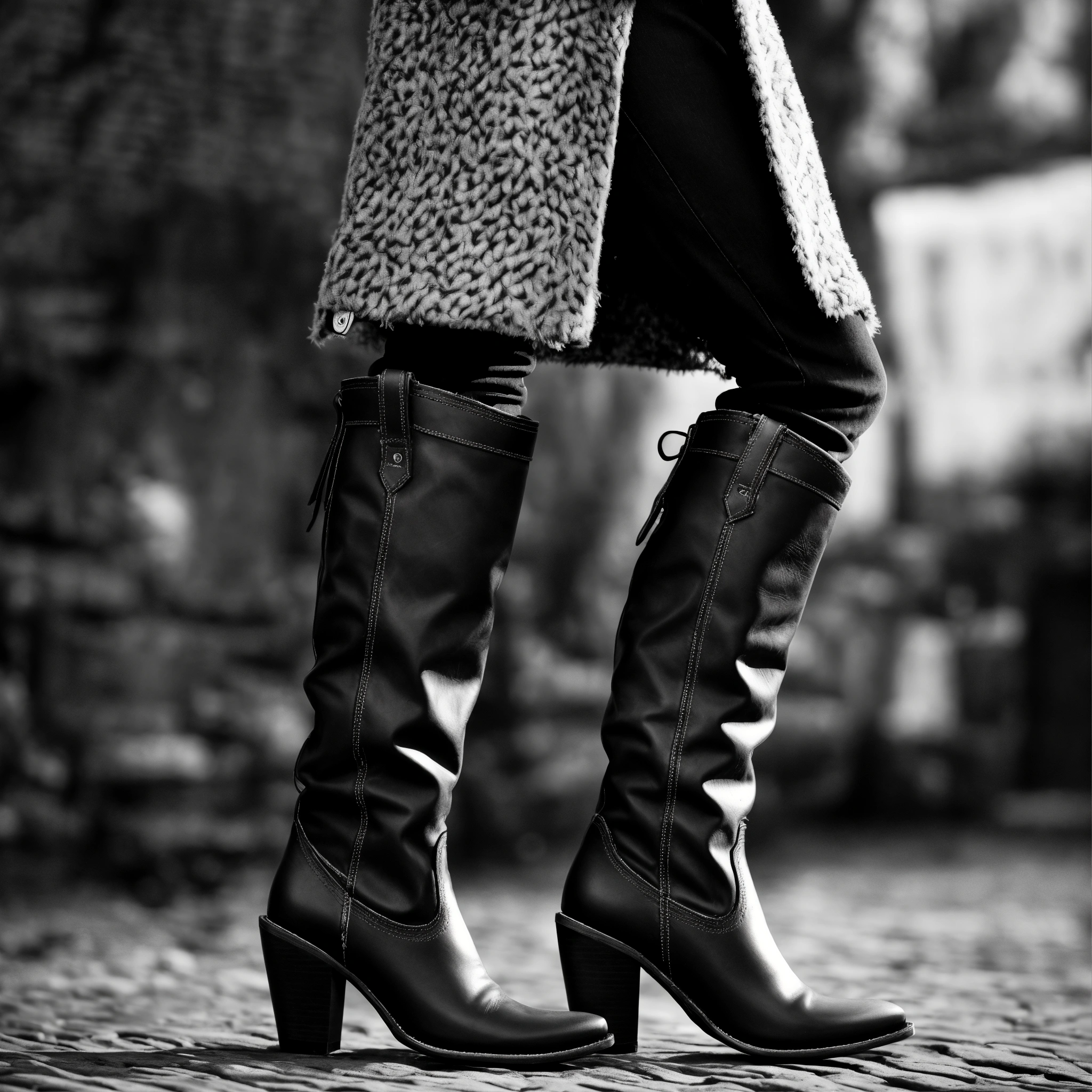 Lexica Photorealistic, blackandwhite picture, closeup from women legs