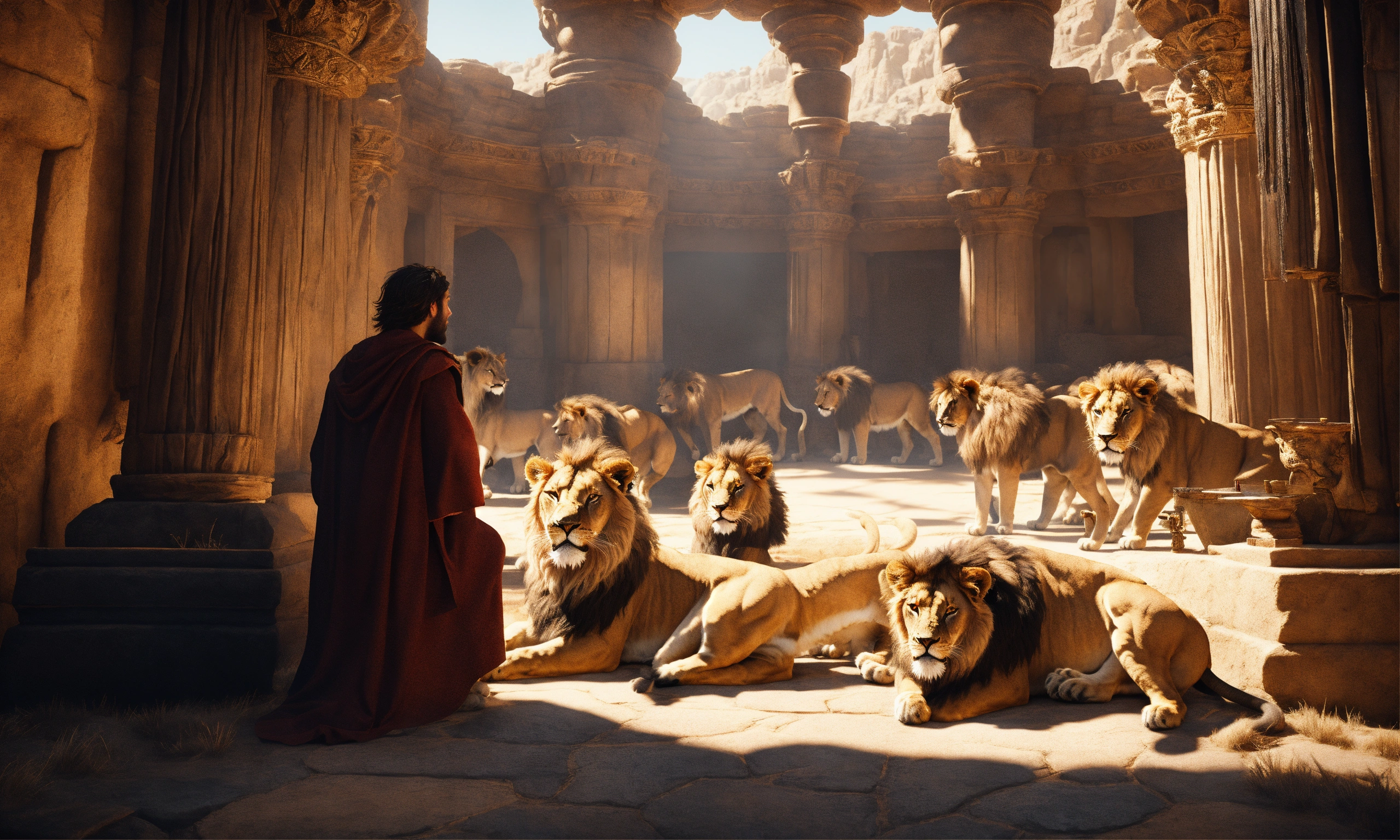 Lexica - Bible story Daniel in the lions' den, perfect composition ...