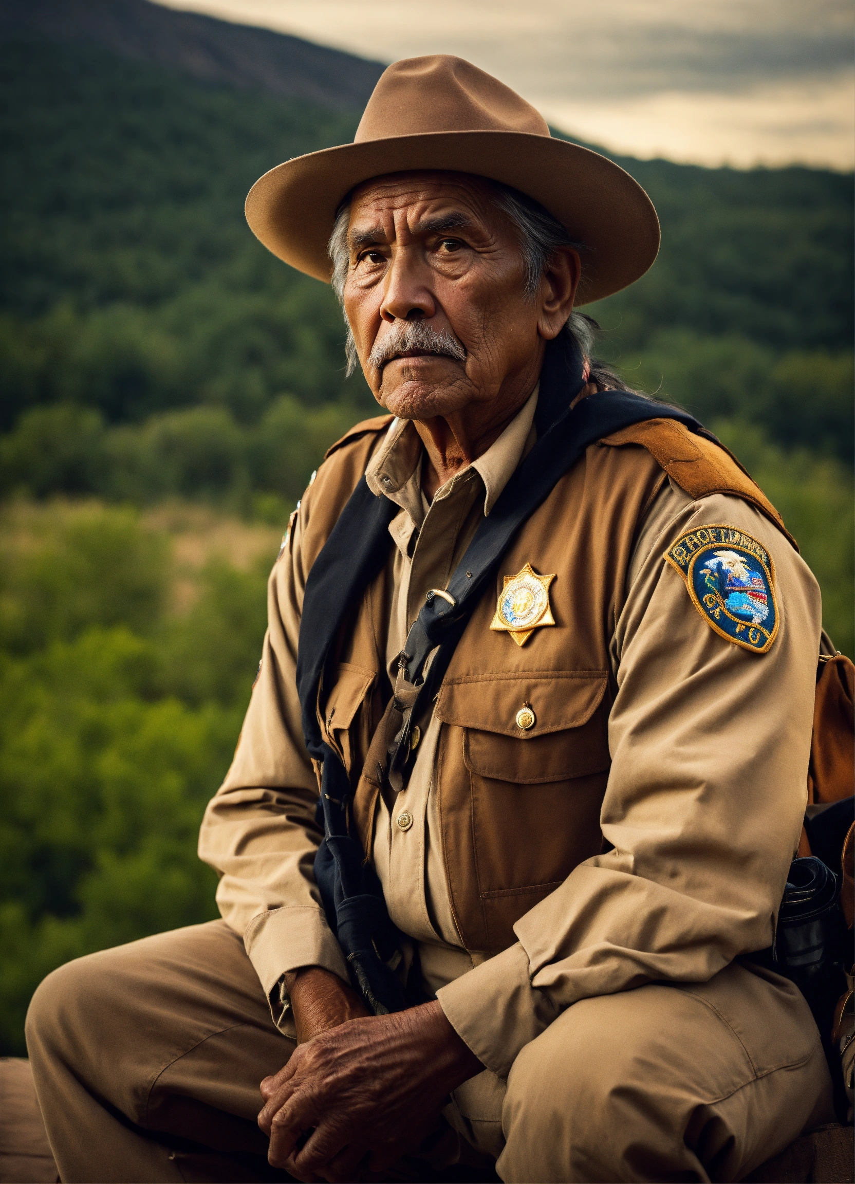 Lexica - Scared unique expressive old park ranger cherokee native ...