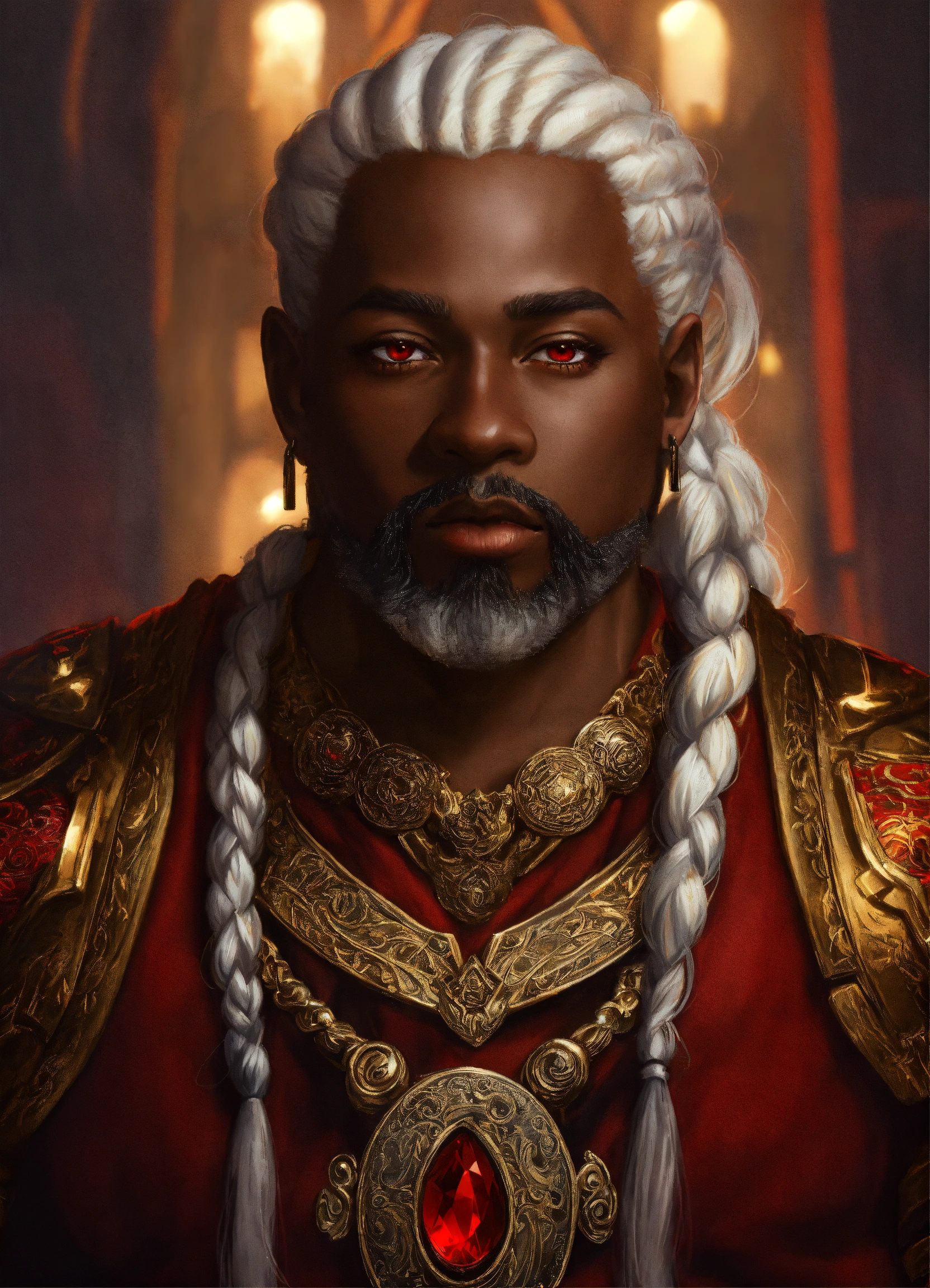 Lexica - Portrait of a dwarf bard, dark skin, braided platinum blonde ...