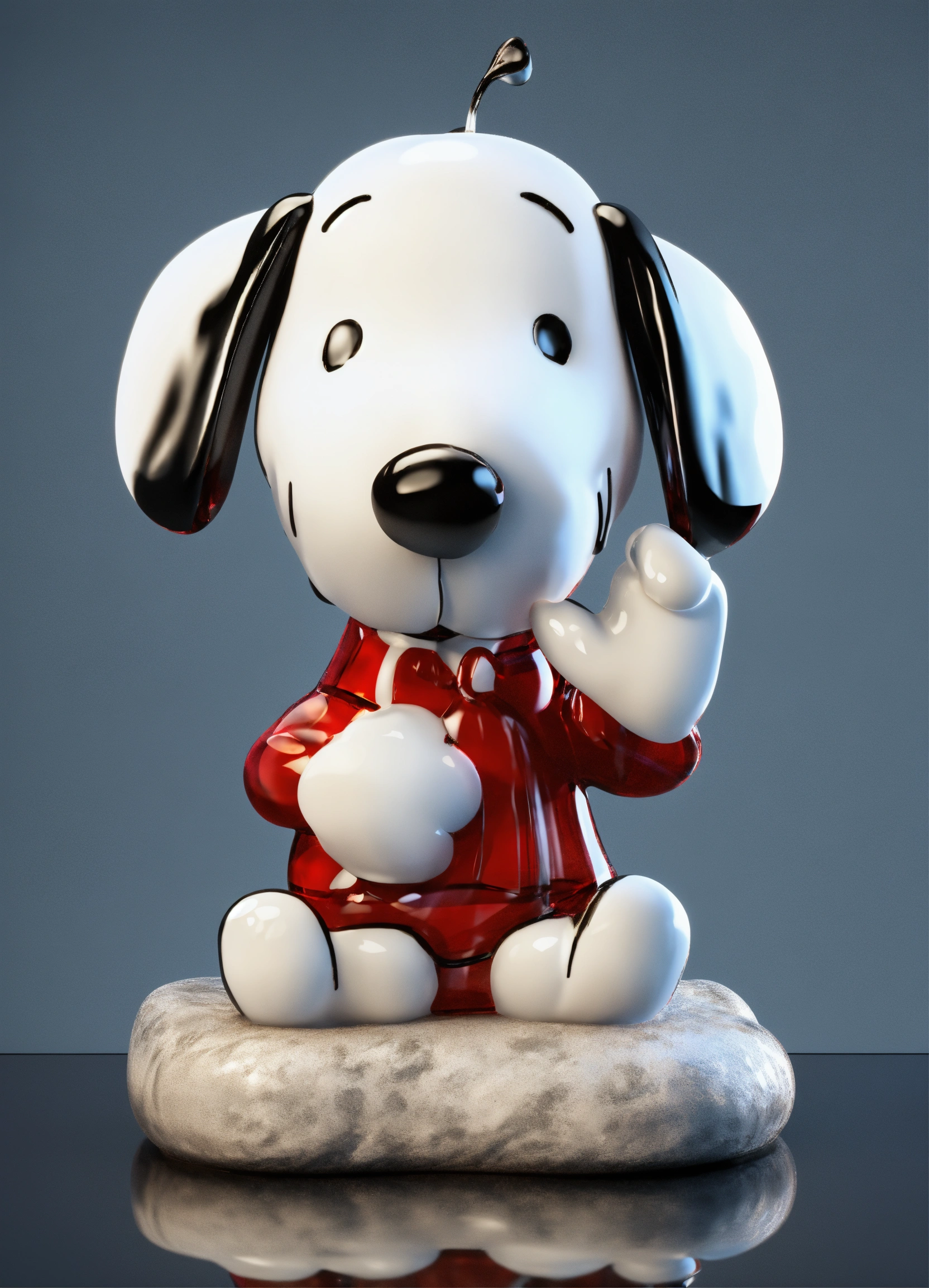 Lexica - 3d render of a blown glass sculpture in the shape of Snoopy ...