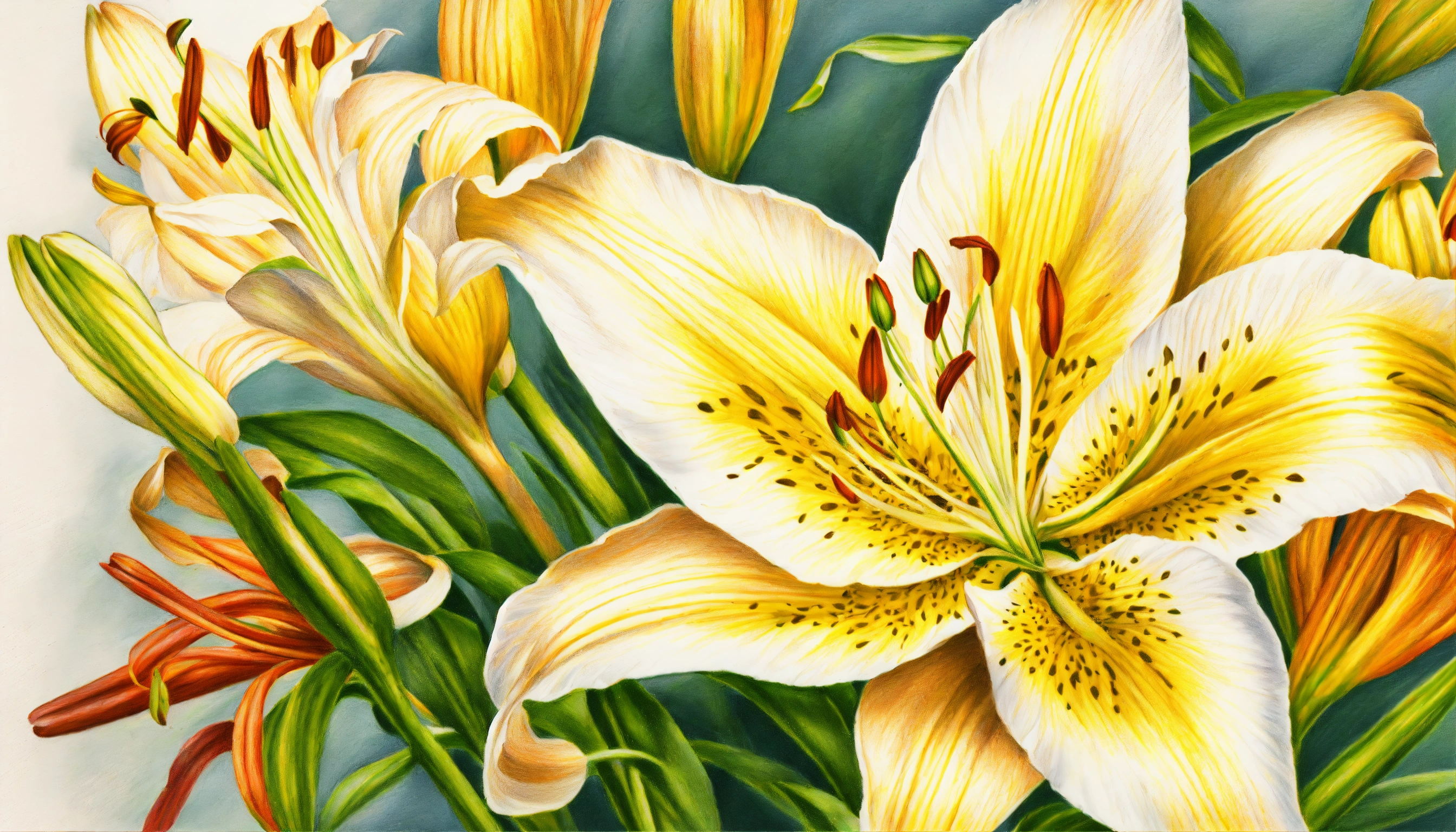 Lexica - Beautiful lilies, excellent, vintage style detailed colored ...