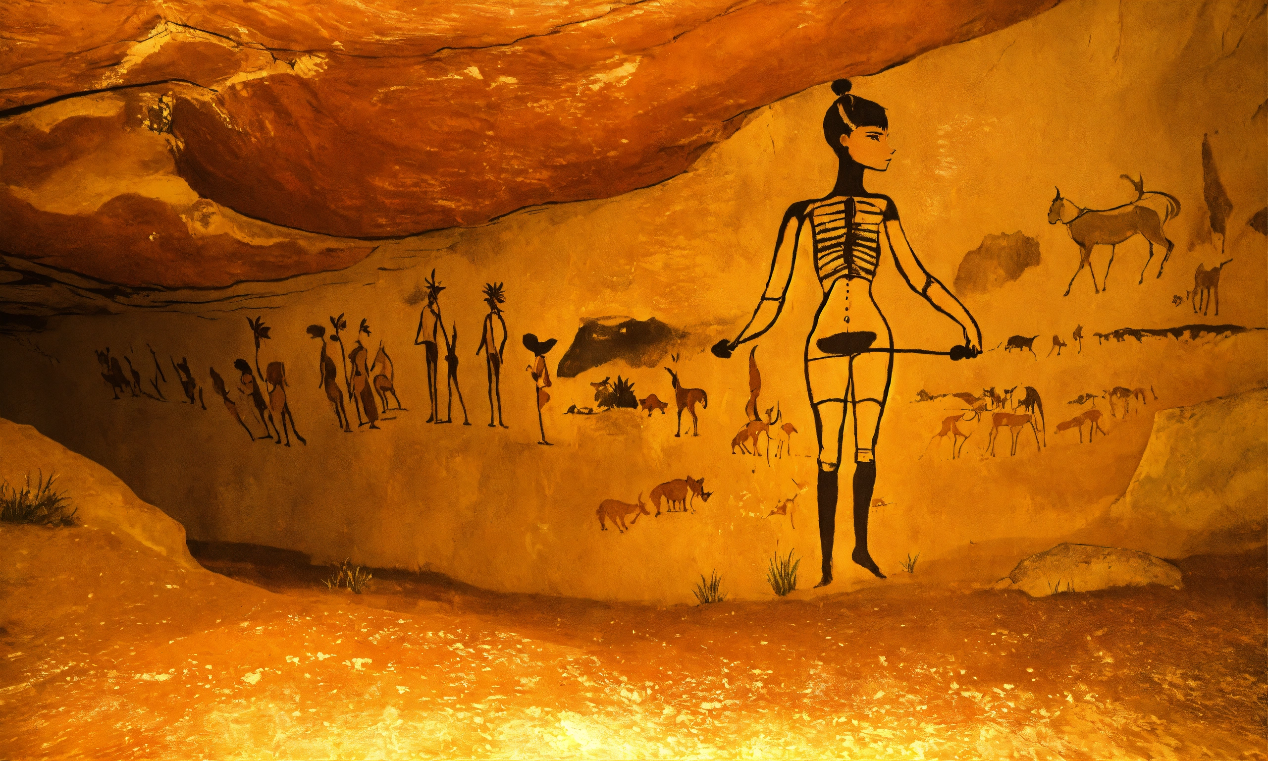 Lexica - Prehistoric painting on the wall of a cave which represents a ...