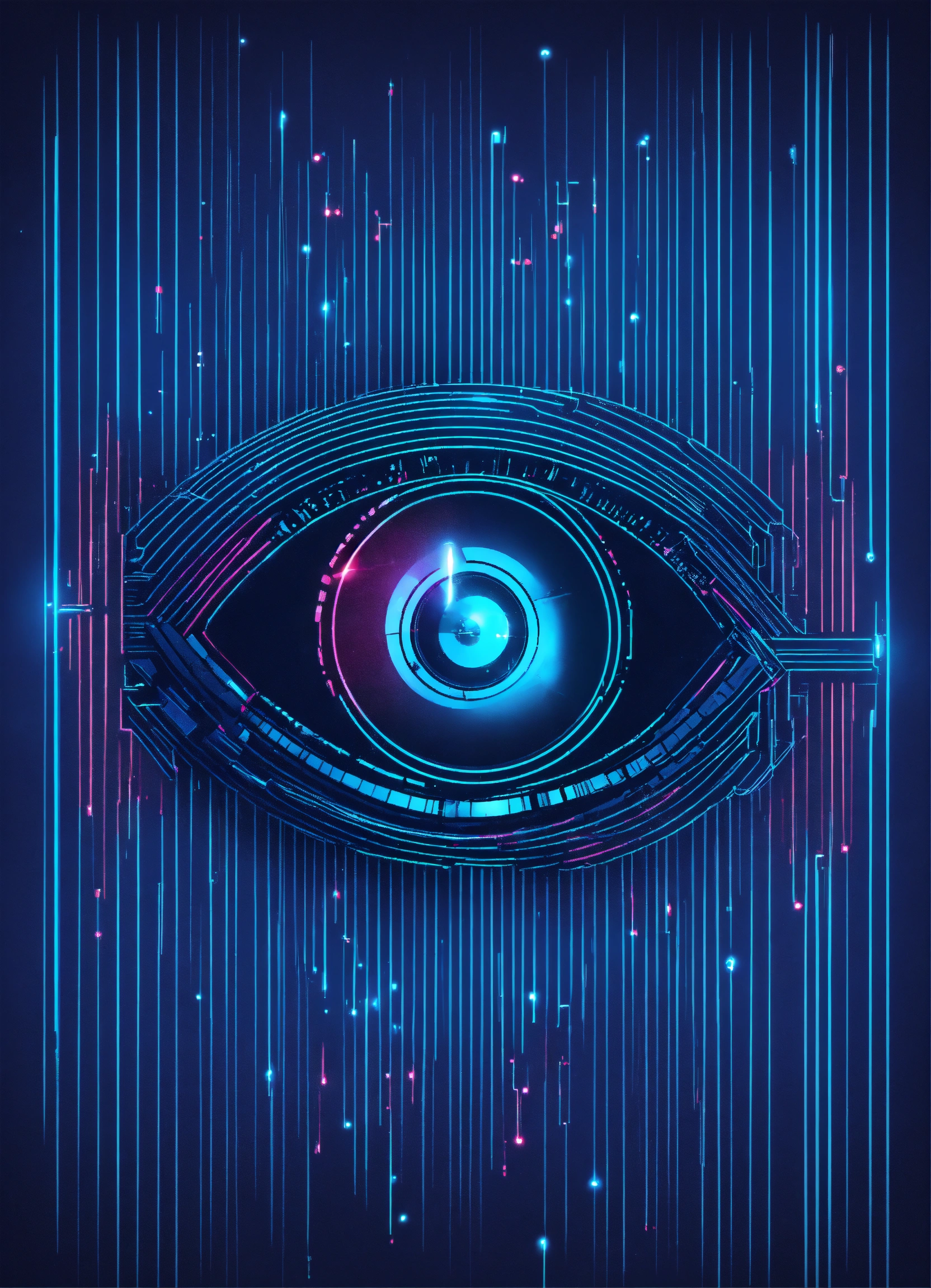 Lexica - Technological eye,blue neon, logo, minimalist, vector