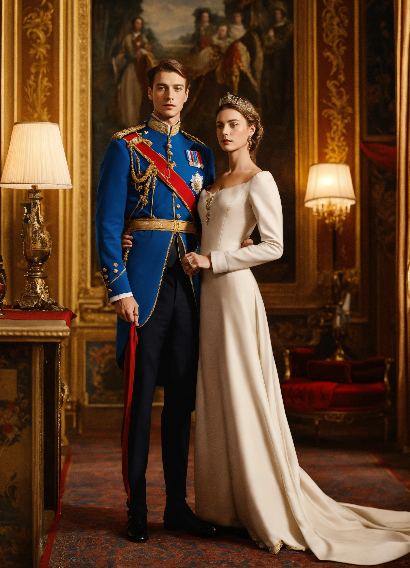 Lexica - Young beautiful countess wearing dress and handsome duke ...