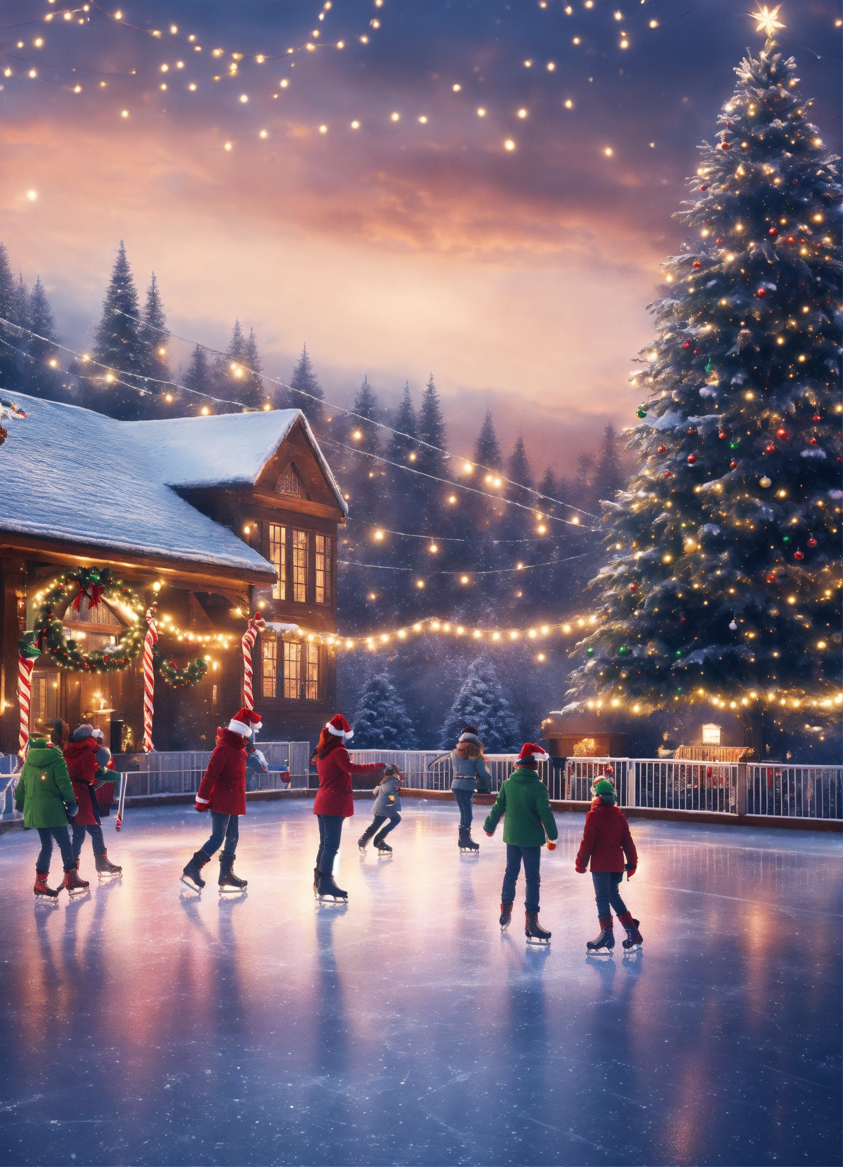 Lexica - Ice rink at christmas,realistic