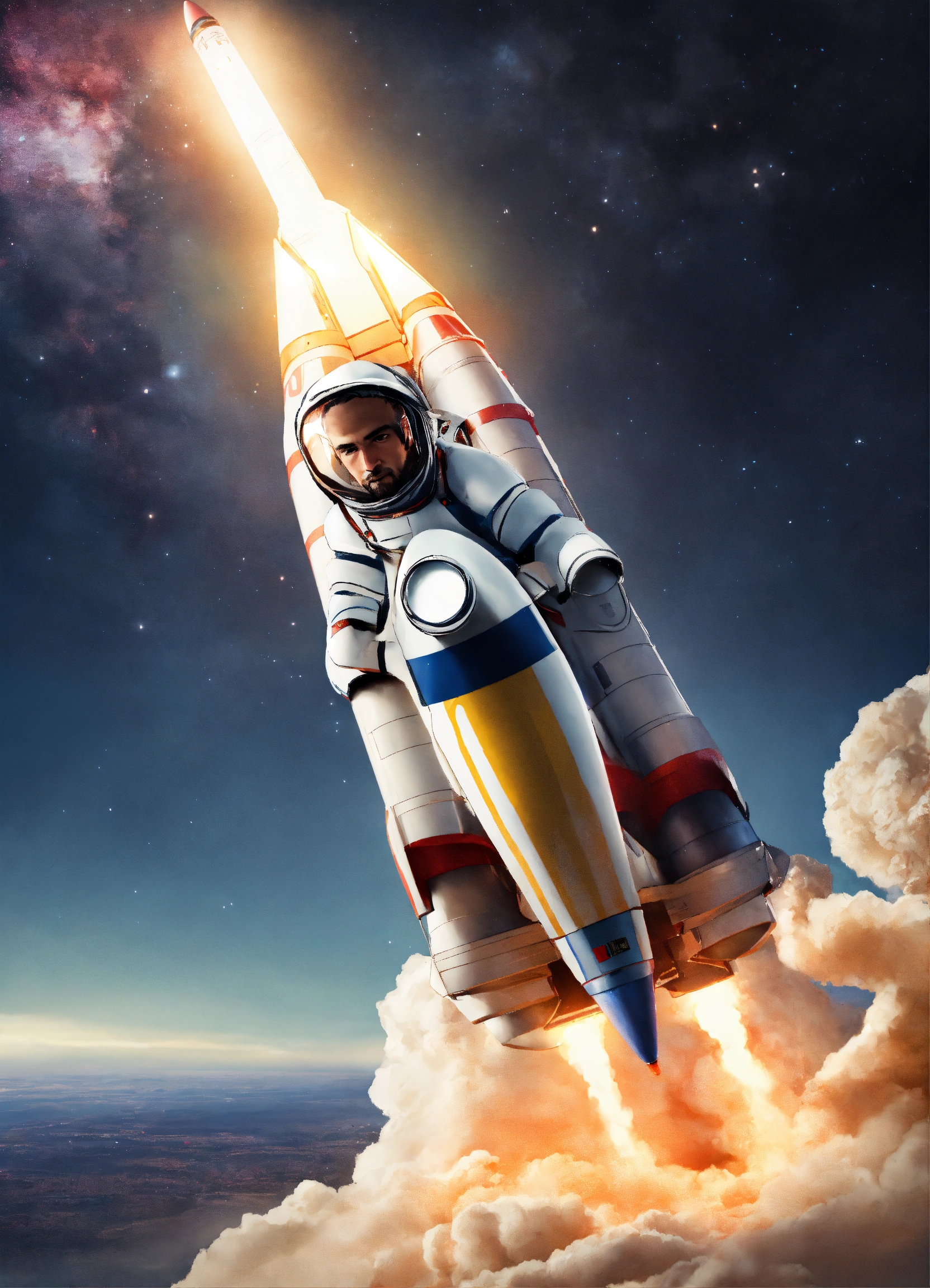 Lexica - A man riding a rocket