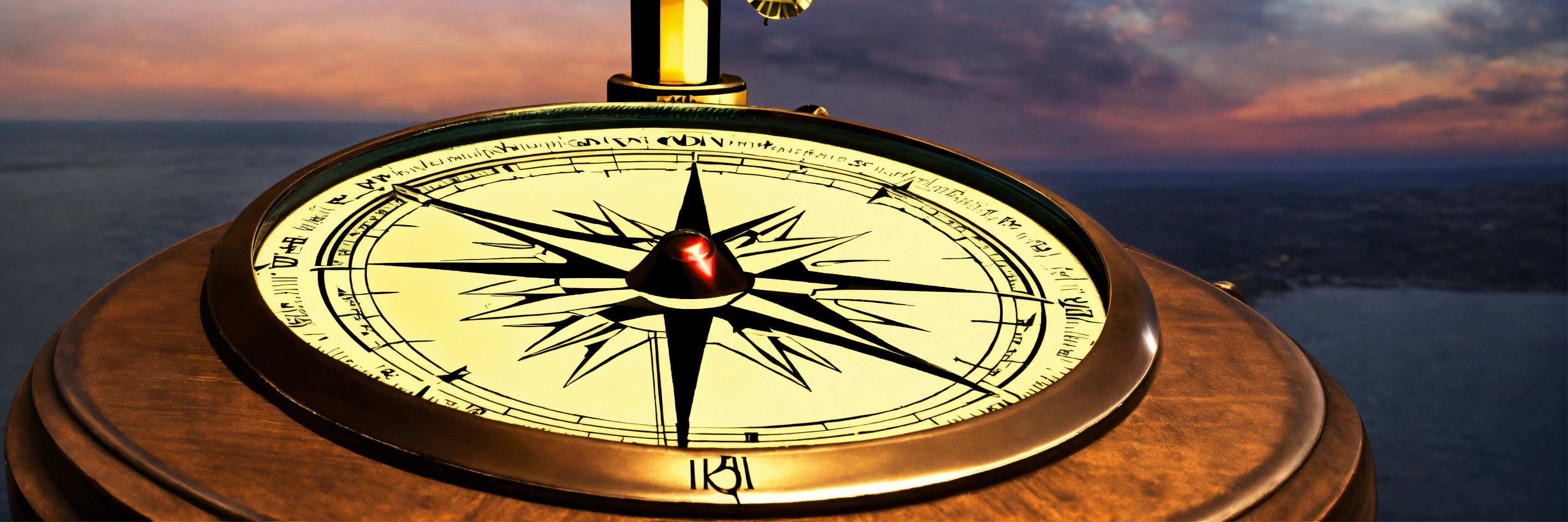 Lexica - A compass pointing towards a distant horizon