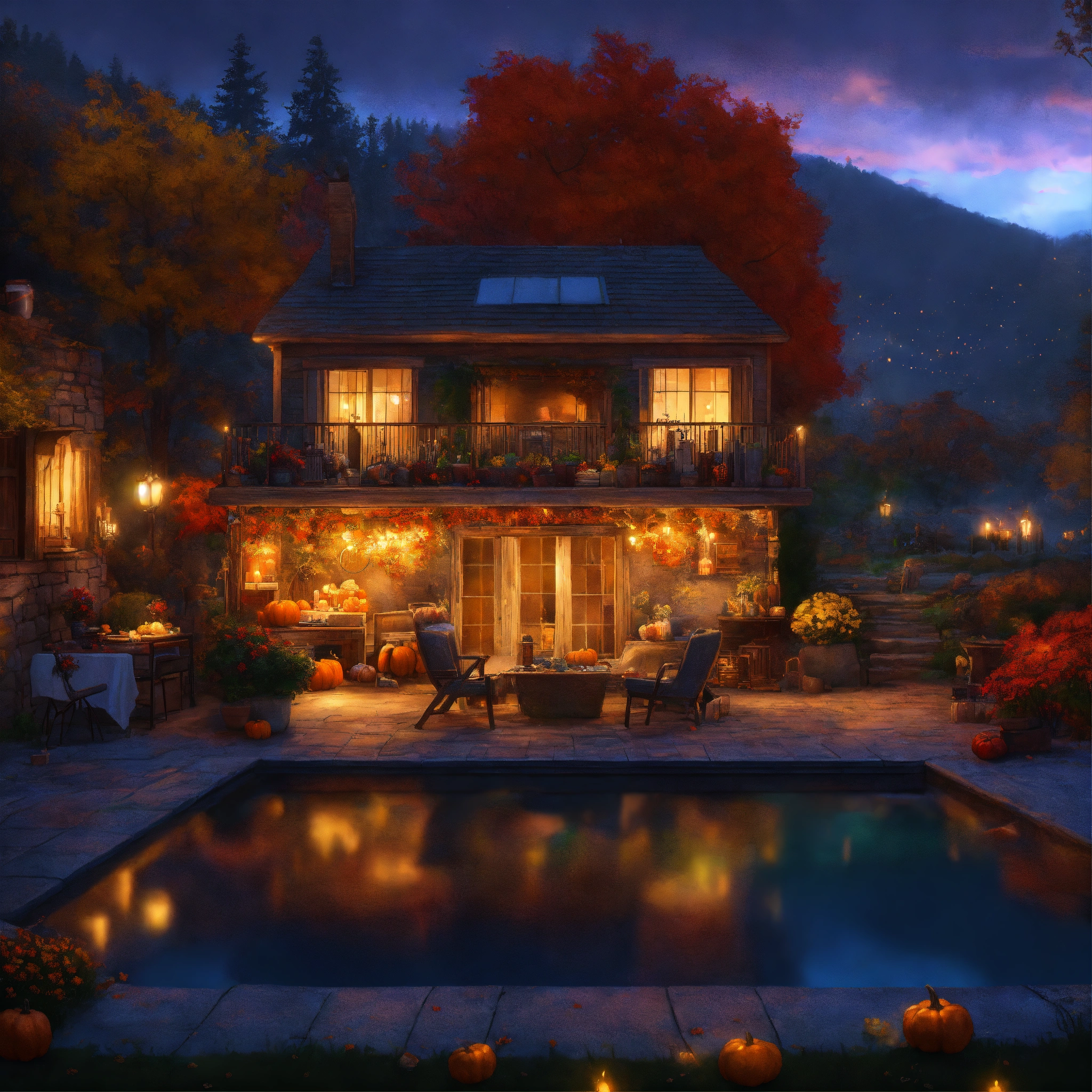 Lexica - Epic shot of a ultra cozy thanksgiving, ultra detailed digital ...