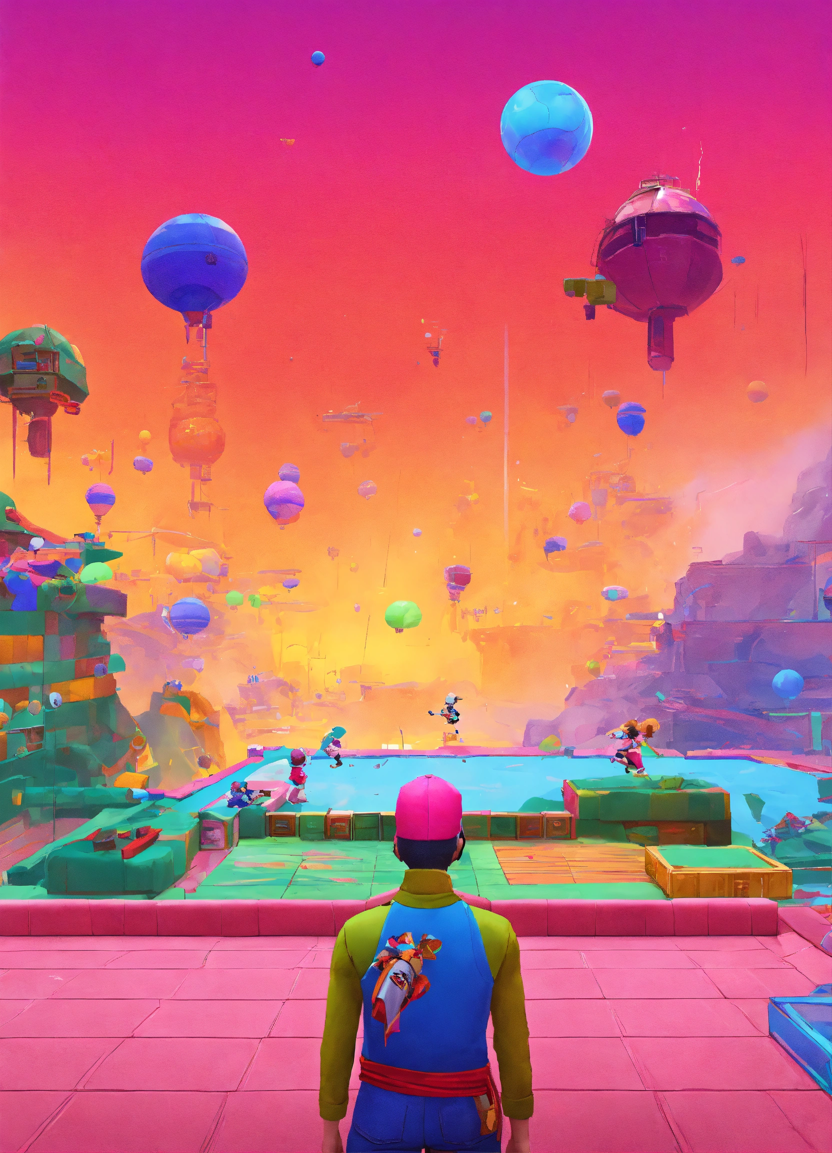 Lexica - A video game layeout with 2 players versus eachother very colorful