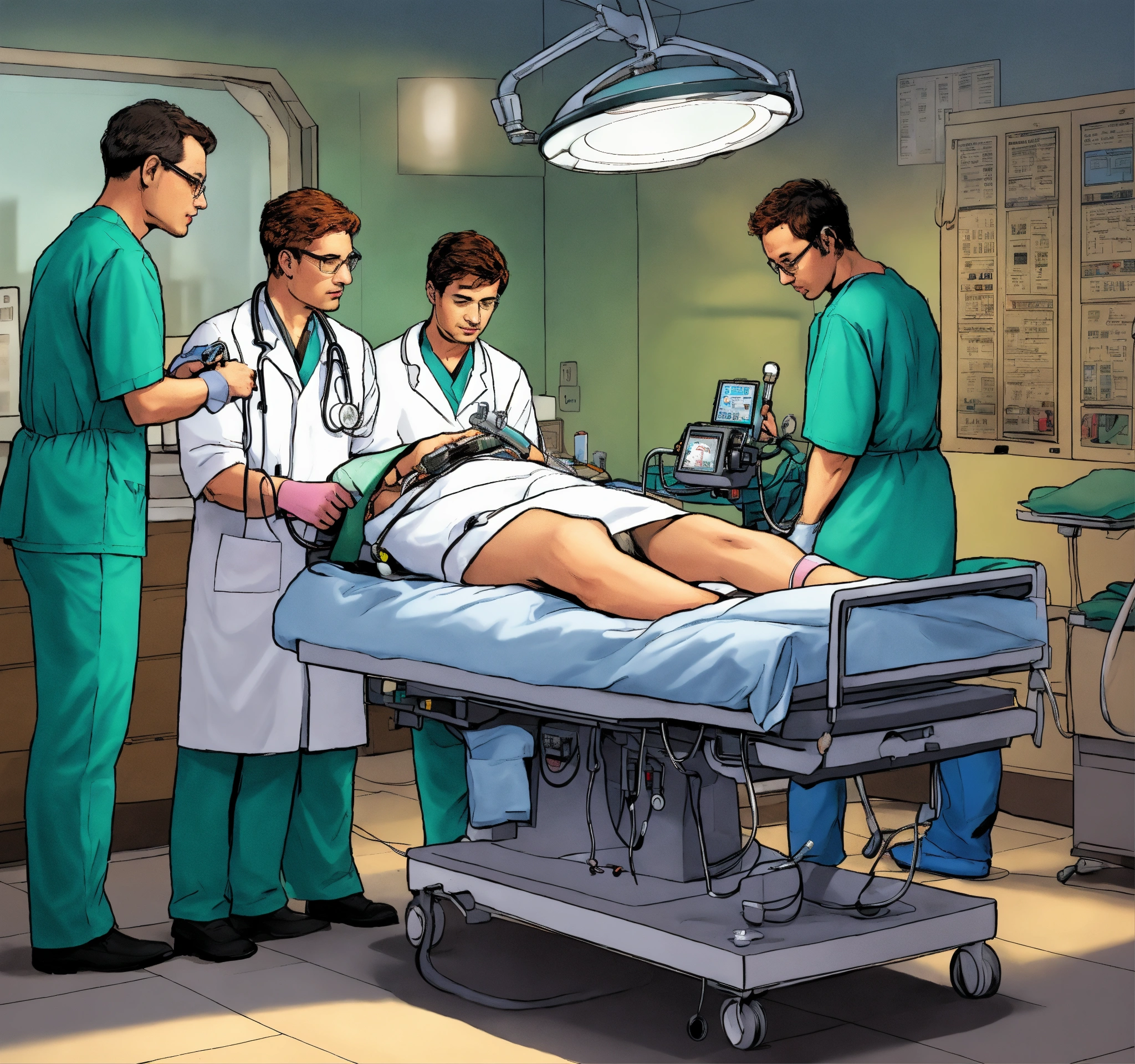 Lexica - Comic A group of doctors doing Operation