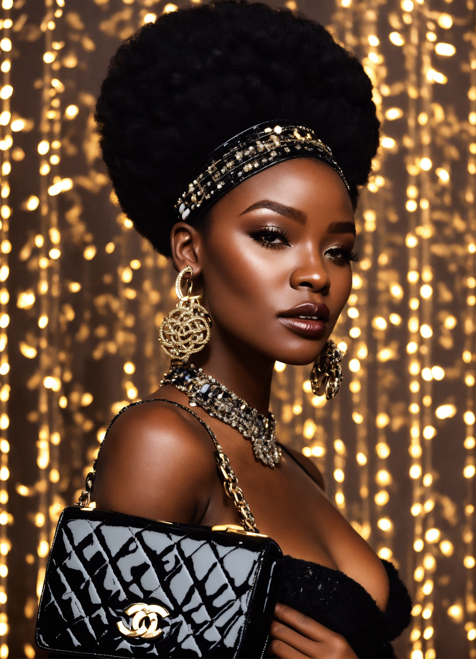 Lexica - Black woman, glamorous, sticker, chanel