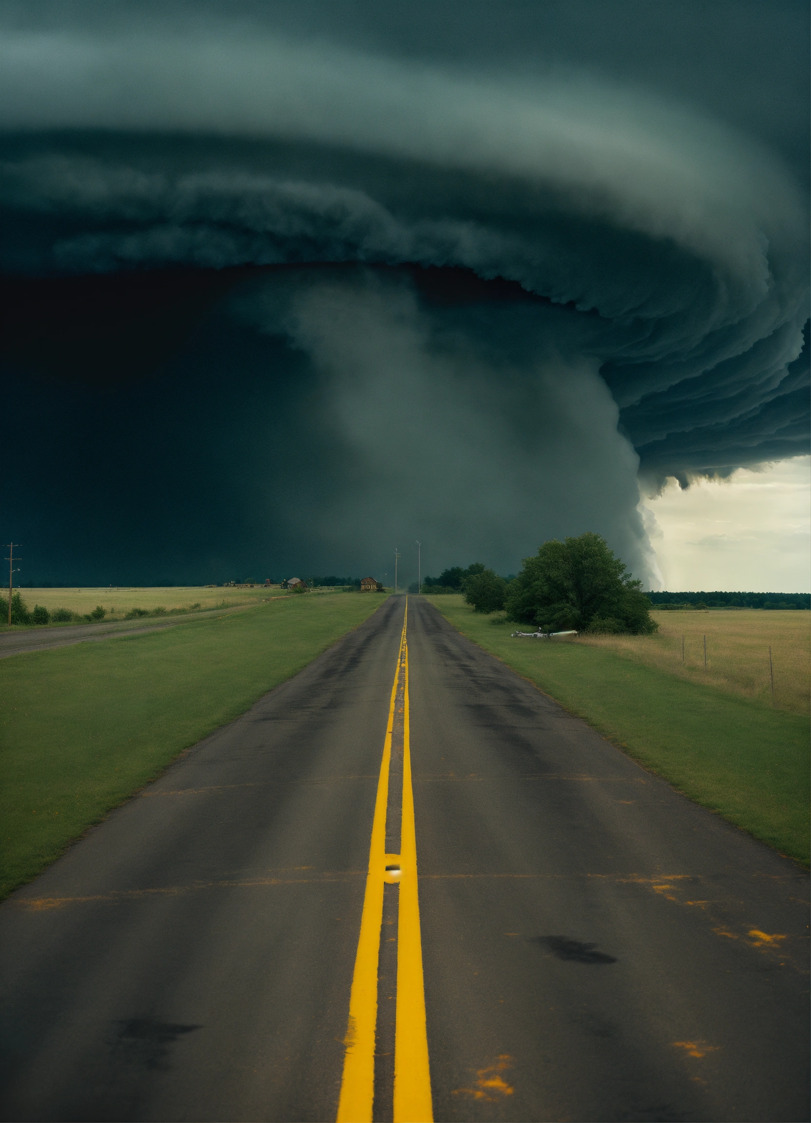 Lexica - A photograph of a tornado in the distance at the end of a long ...