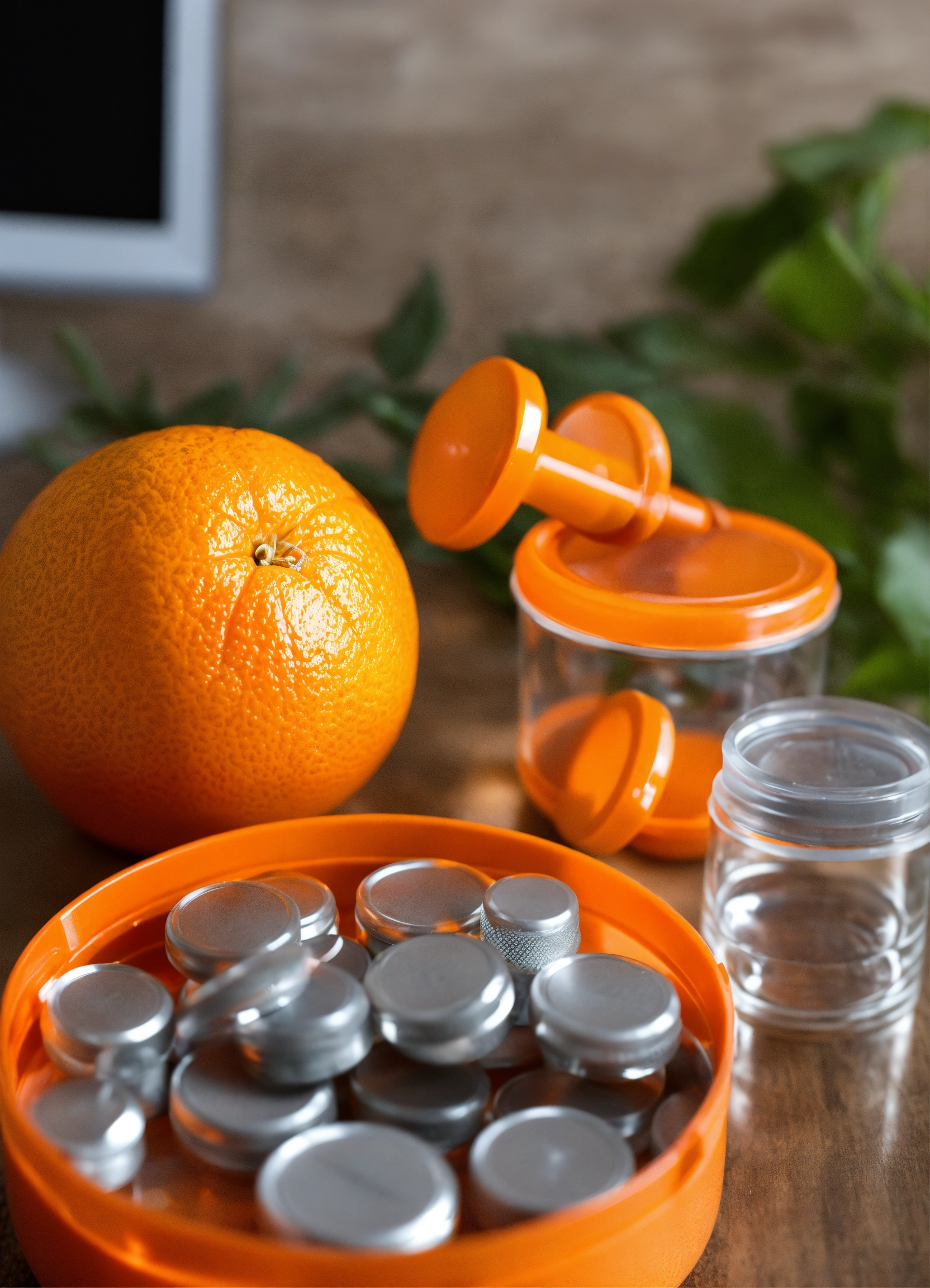 Lexica Medical pills in the transparent orange container, oranges, 2