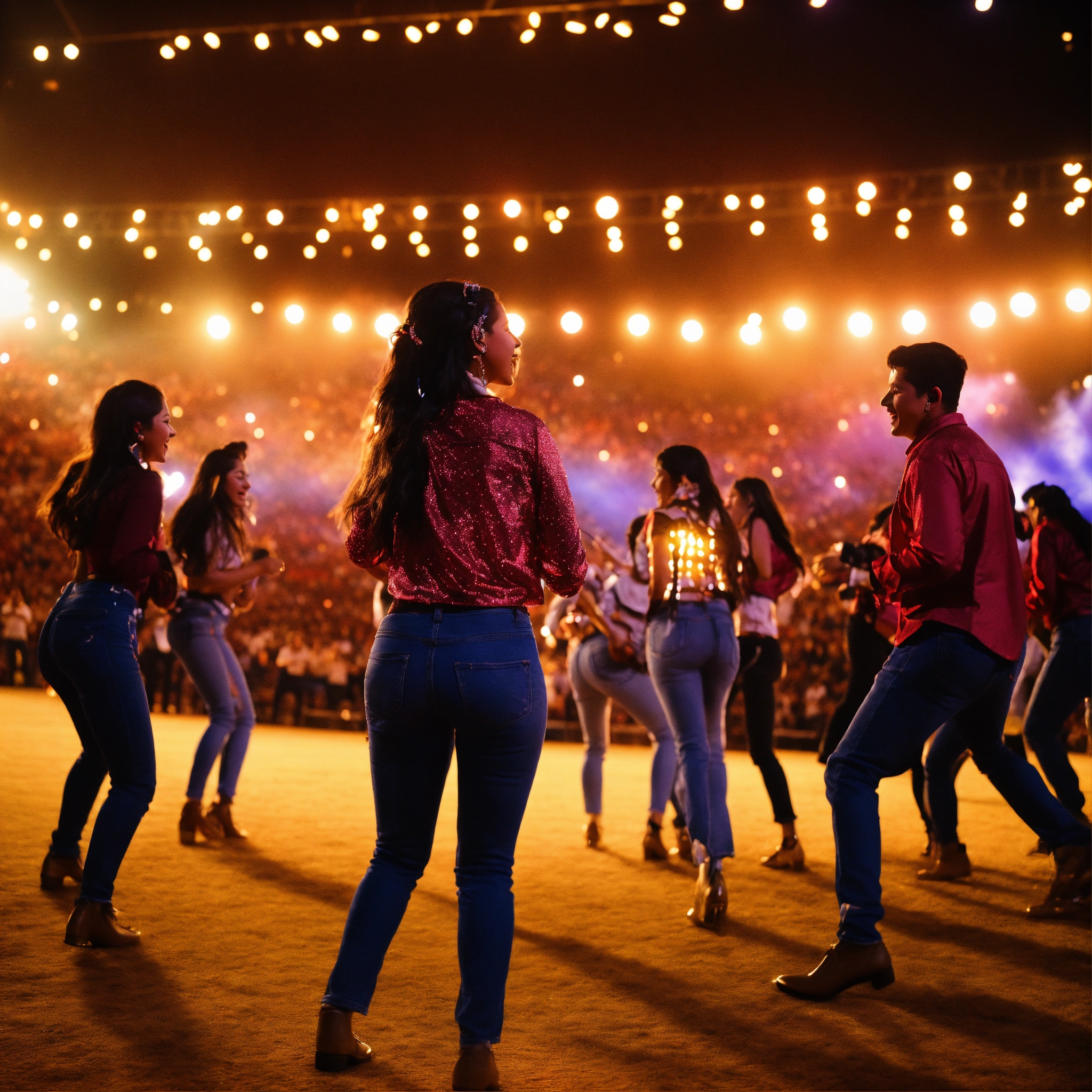 Lexica - A ranchera music concert is taking place in a stadium, filled ...