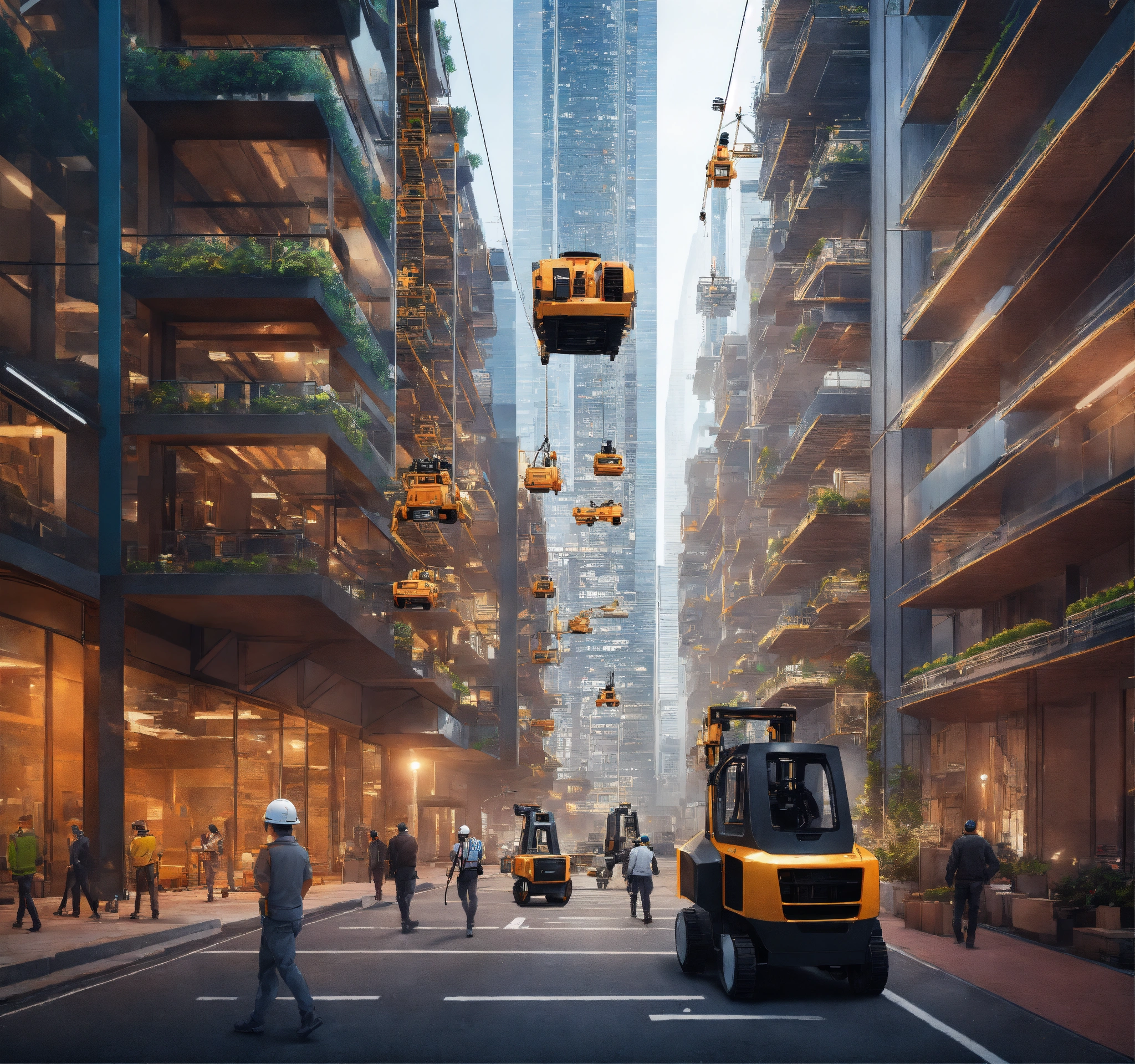 Lexica - A visual of building a building via robots and AI, high ...