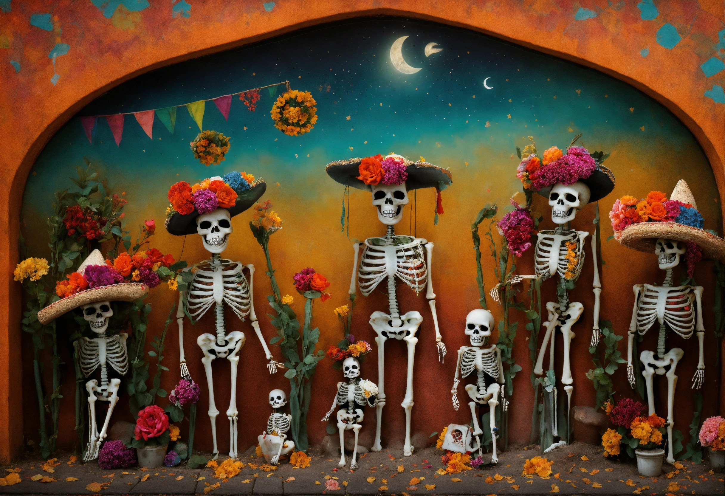 Lexica - Mexican Family of Skeletons celebrating el Dìa de los muertos ...