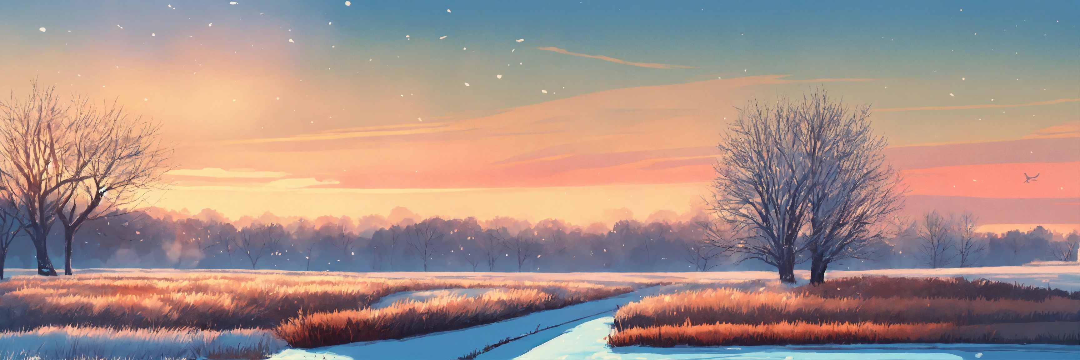 Lexica - A cold and frosty morning in February modern graphic style ...