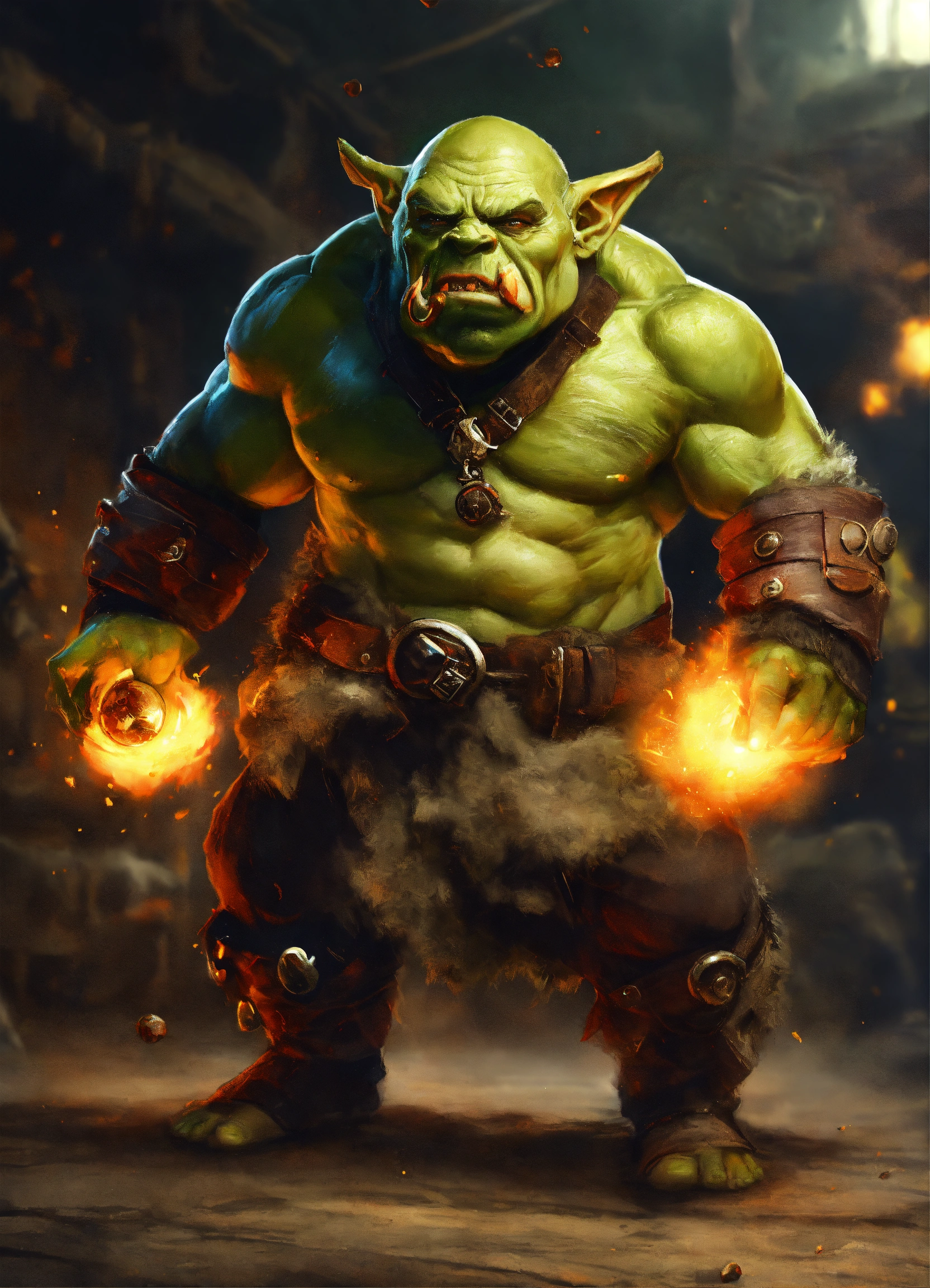 Lexica - Little Orc throwing bombs, digital painting, hyperrealistic ...