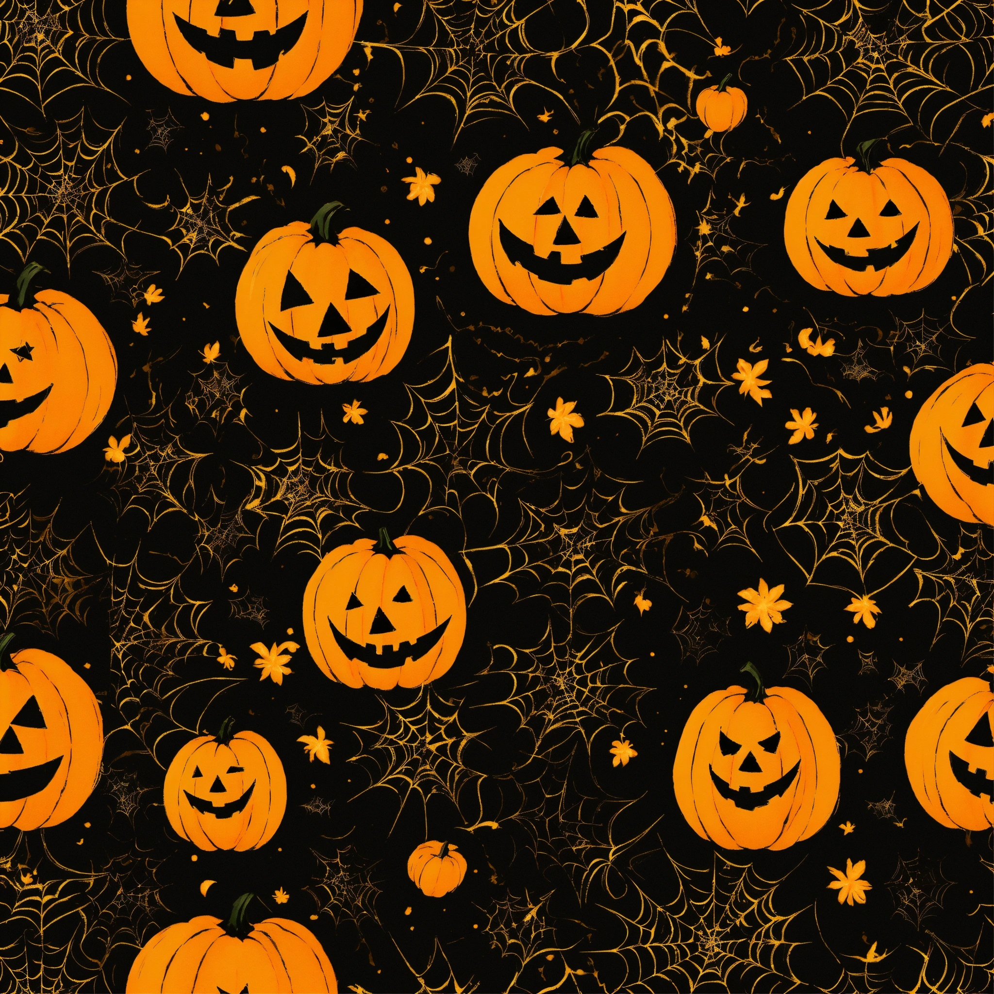 Lexica - Beautiful black and golden orange halloween pattern, featuring ...