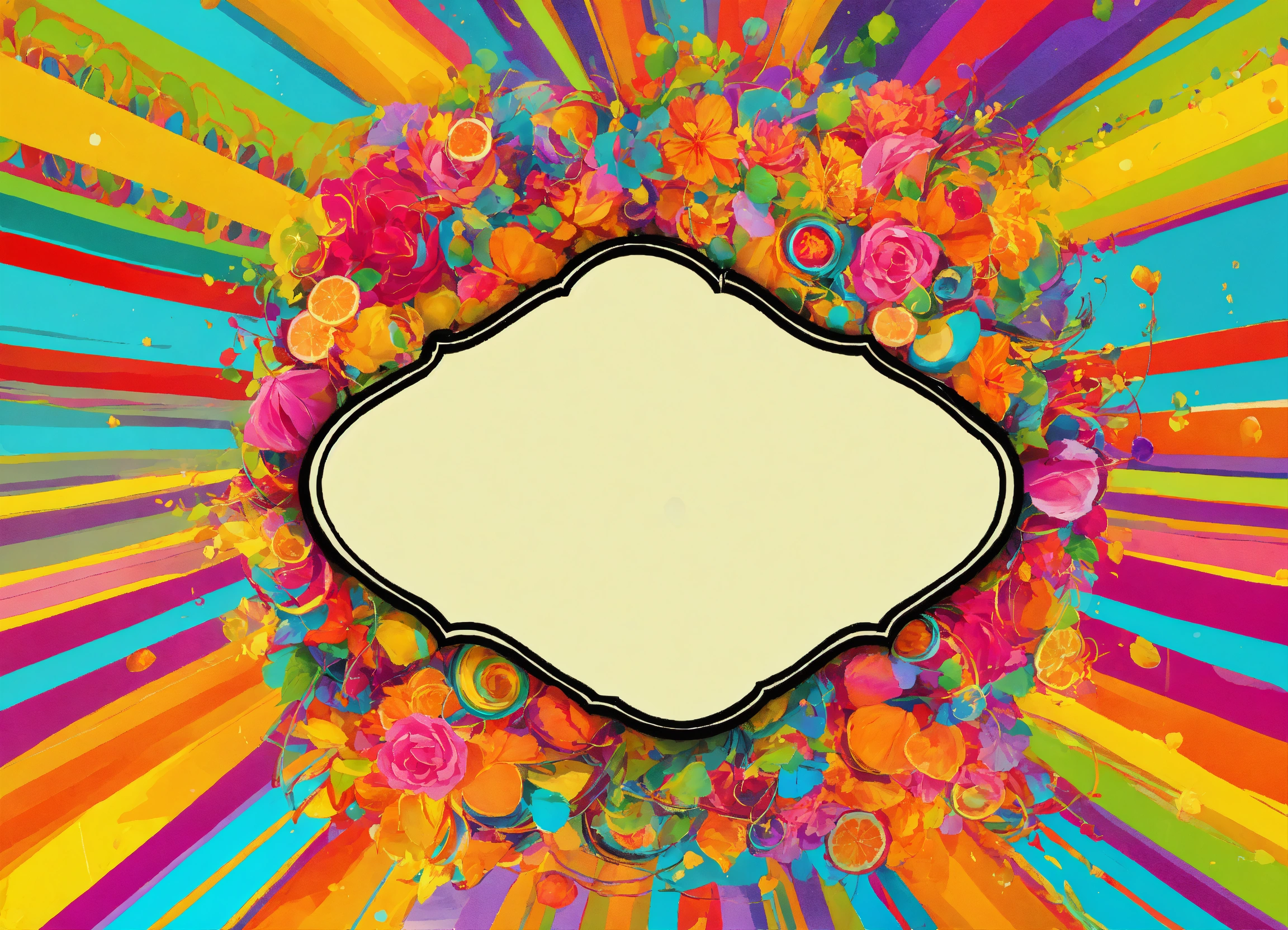 Lexica - Pretty fun background with label in middle, bright young colorful