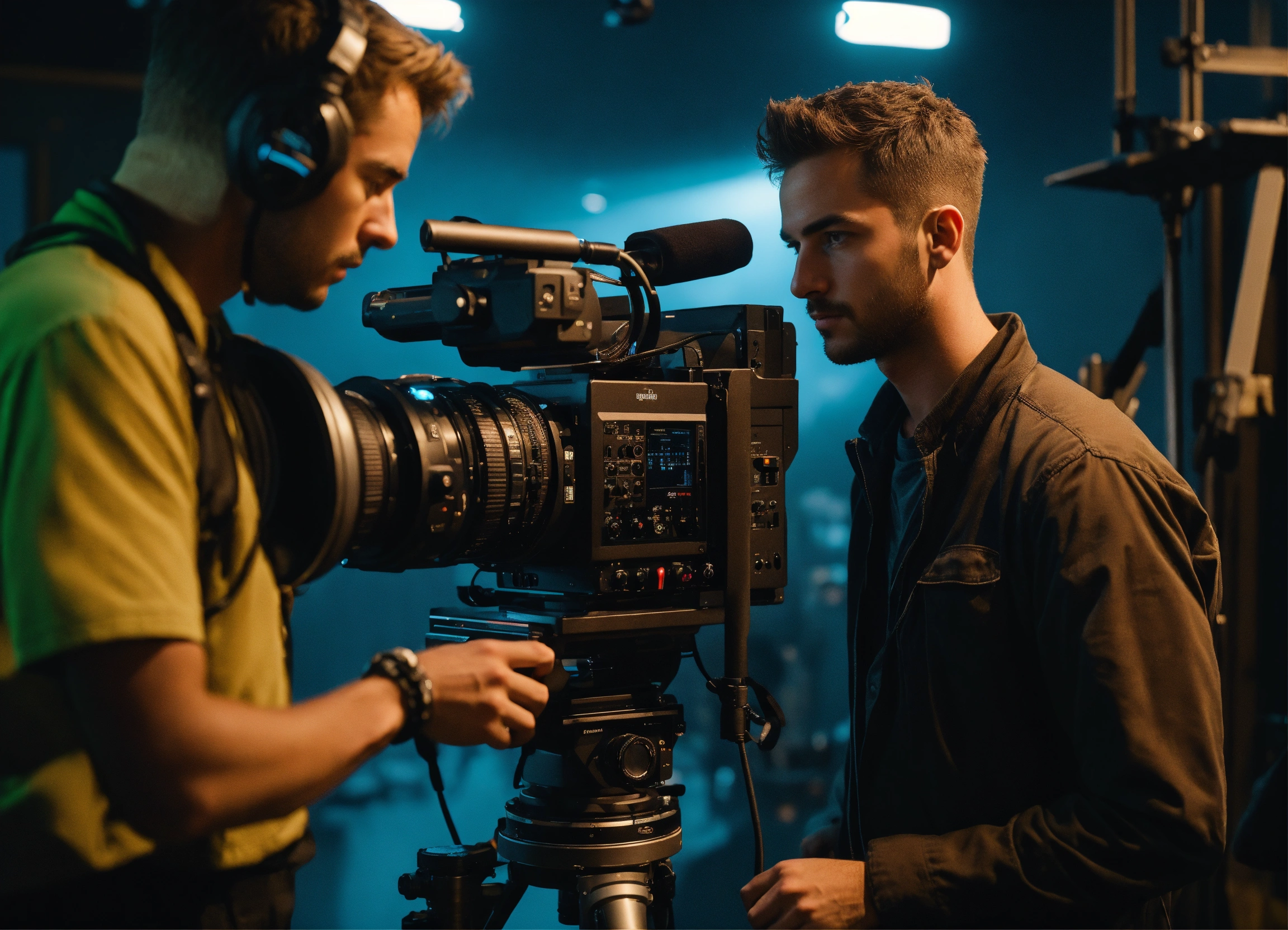 Lexica - The operator looks directly into the frame, he is under the ...