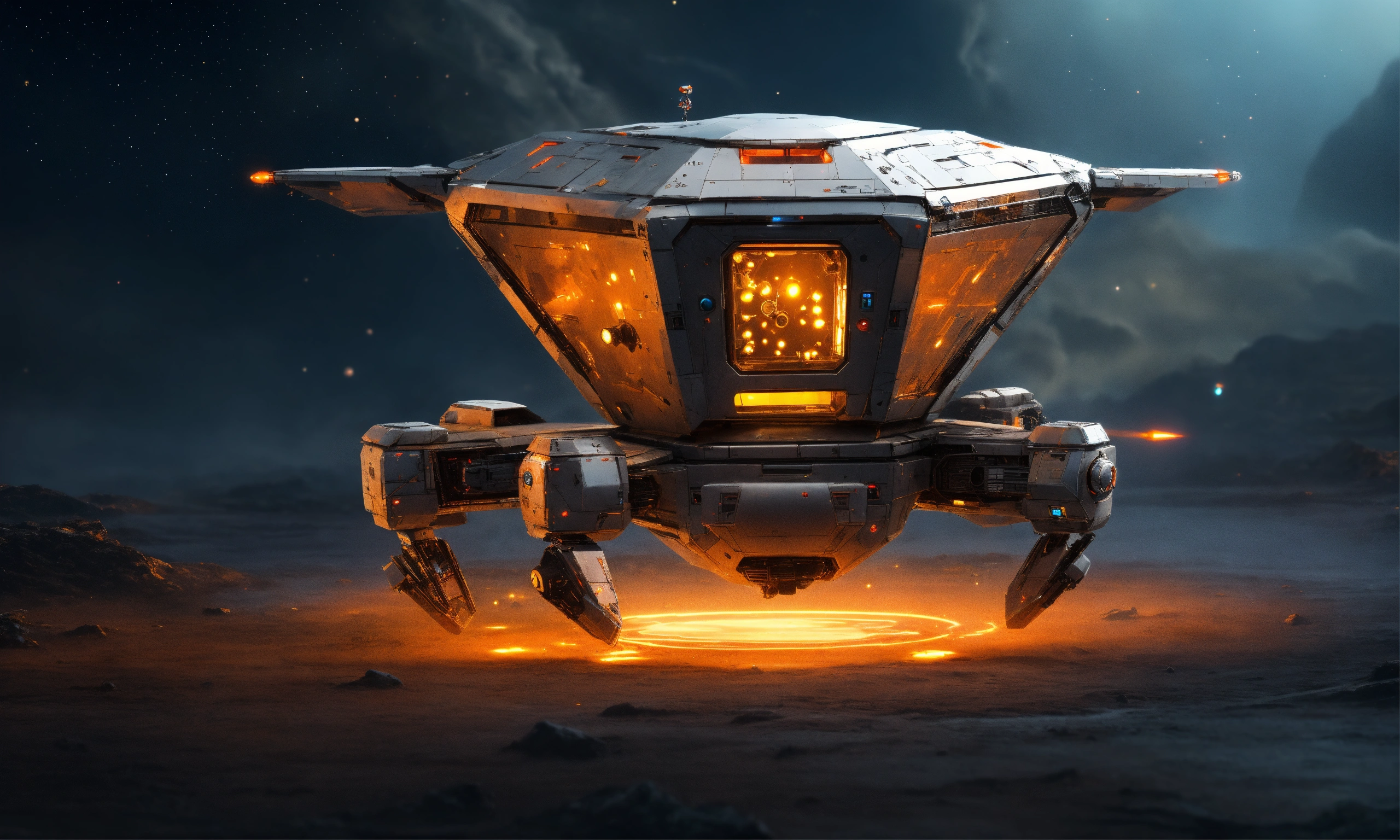 Lexica - Small flying floating Robot that looks like a sleek silver ...