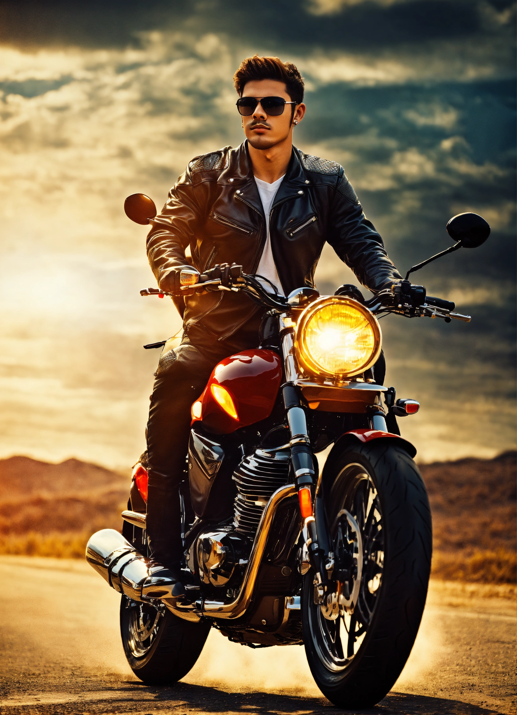 Lexica - Handsome young adult male motorcycle rider realistic on ...