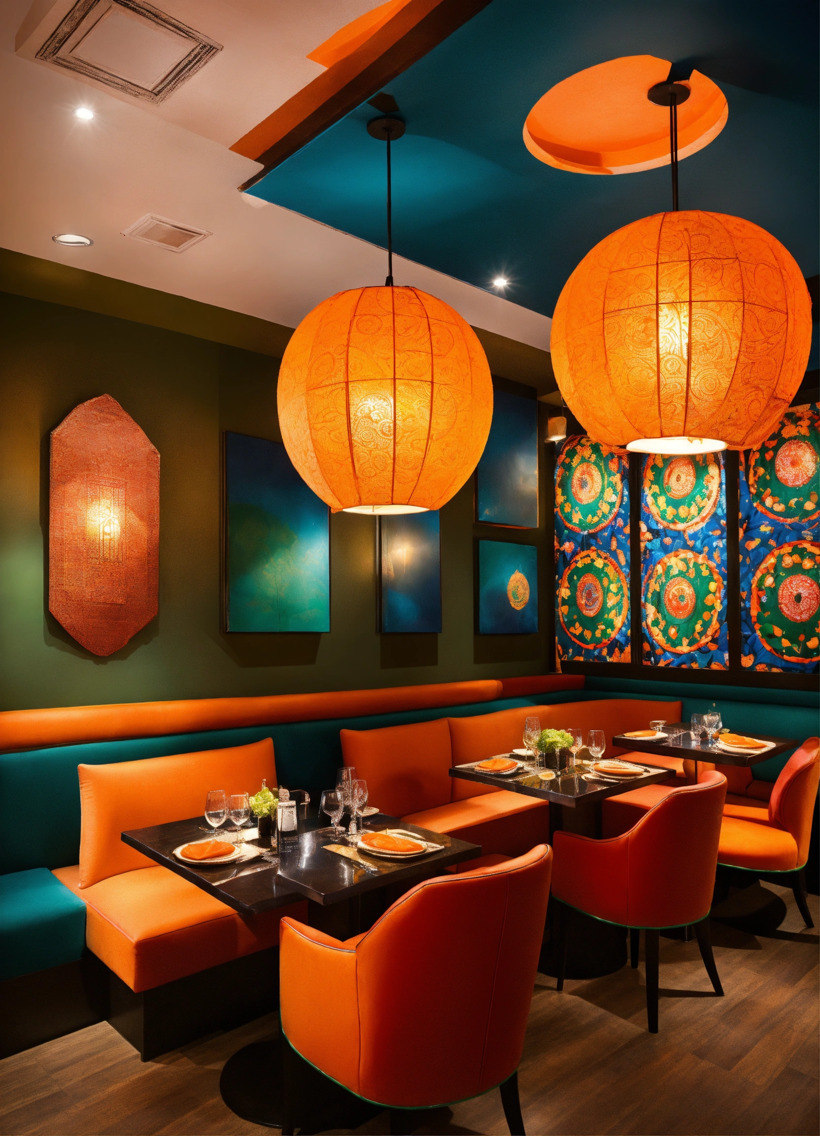 Lexica - Design a vibrant Indian restaurant interior with a modern and ...