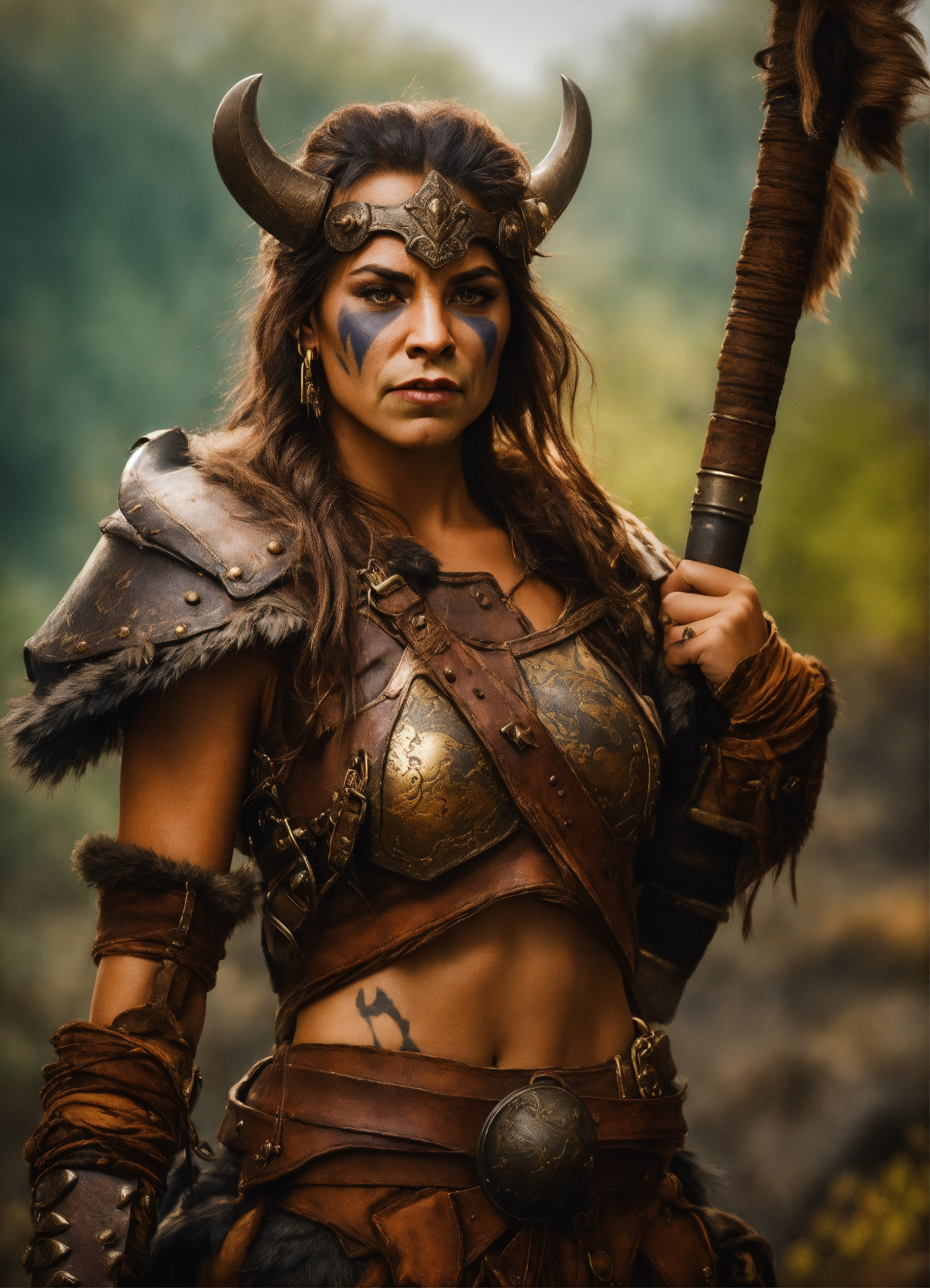 Lexica - Photo quality portrait of female orc barbarian warrior mage