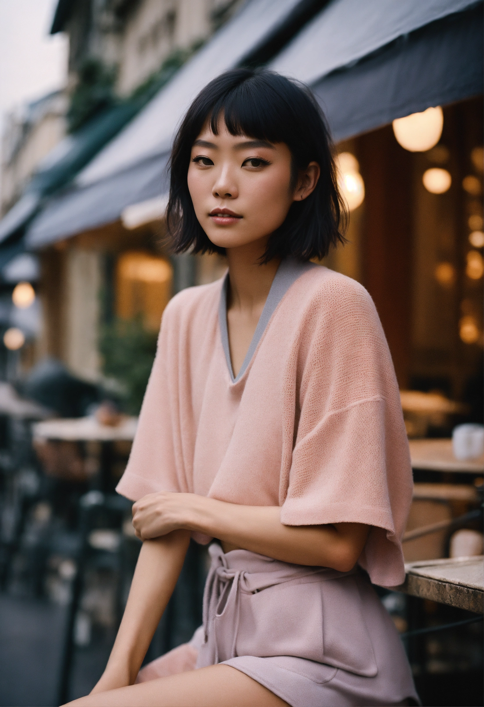 Lexica - Portrait of a beautiful Japanese fashion model with bob-cut ...