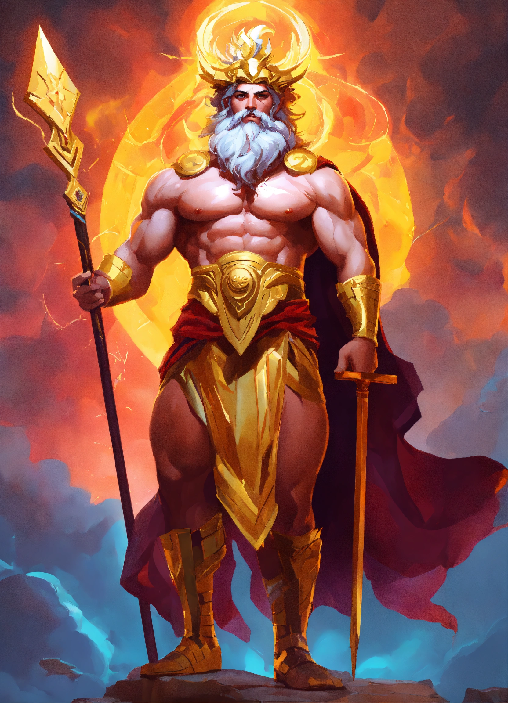 Lexica - The god Zeus, cartoon oil paint, 2D illustration style, sharp ...