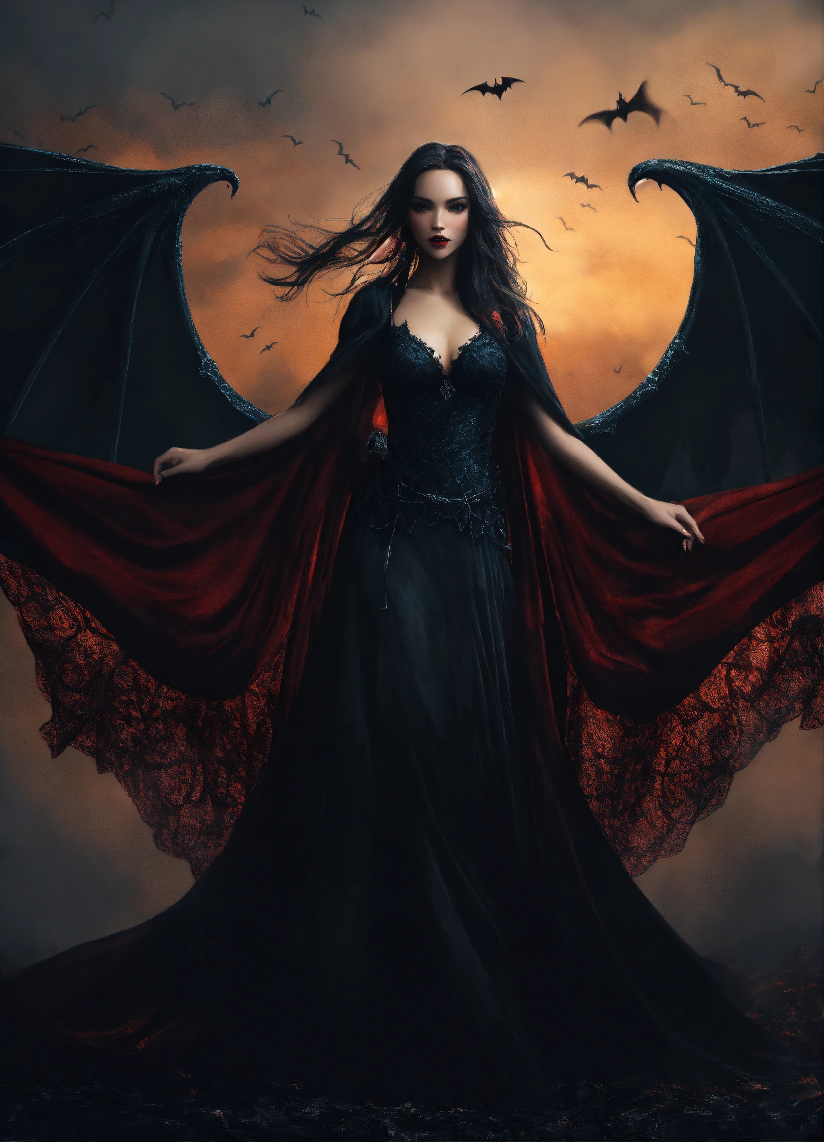 Lexica - Full body evil vampire woman entangled in a dark mist spiral ...