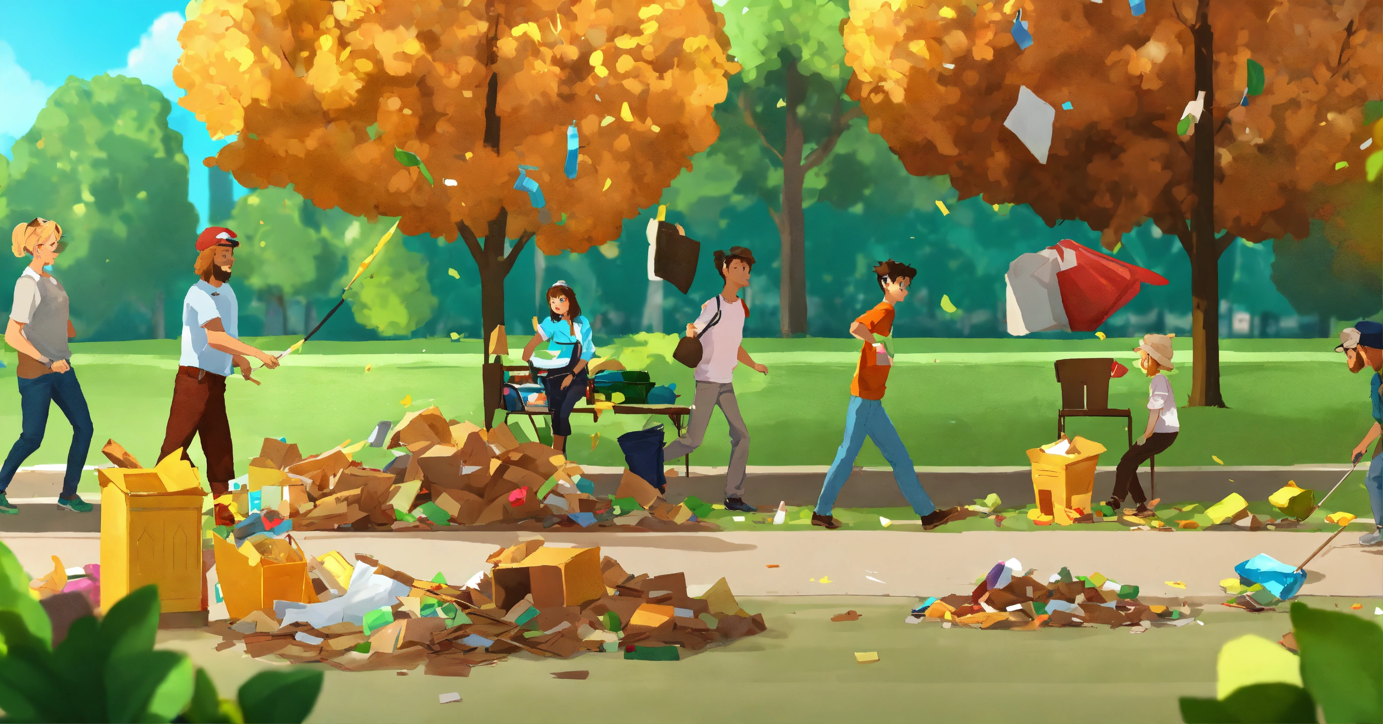 Lexica - Create a scene where people are throwing waste materials on ...