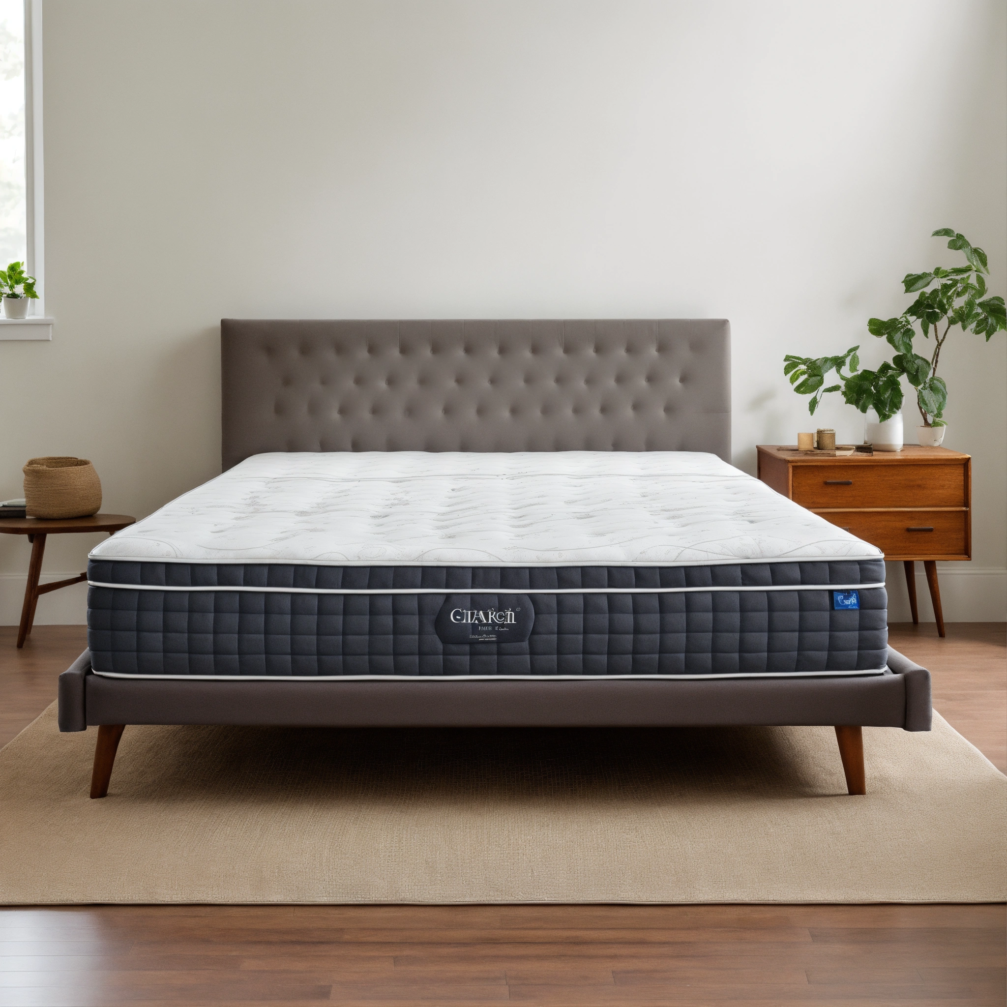 Lexica - A photo of a king size mattress. The mattress is new, with a ...