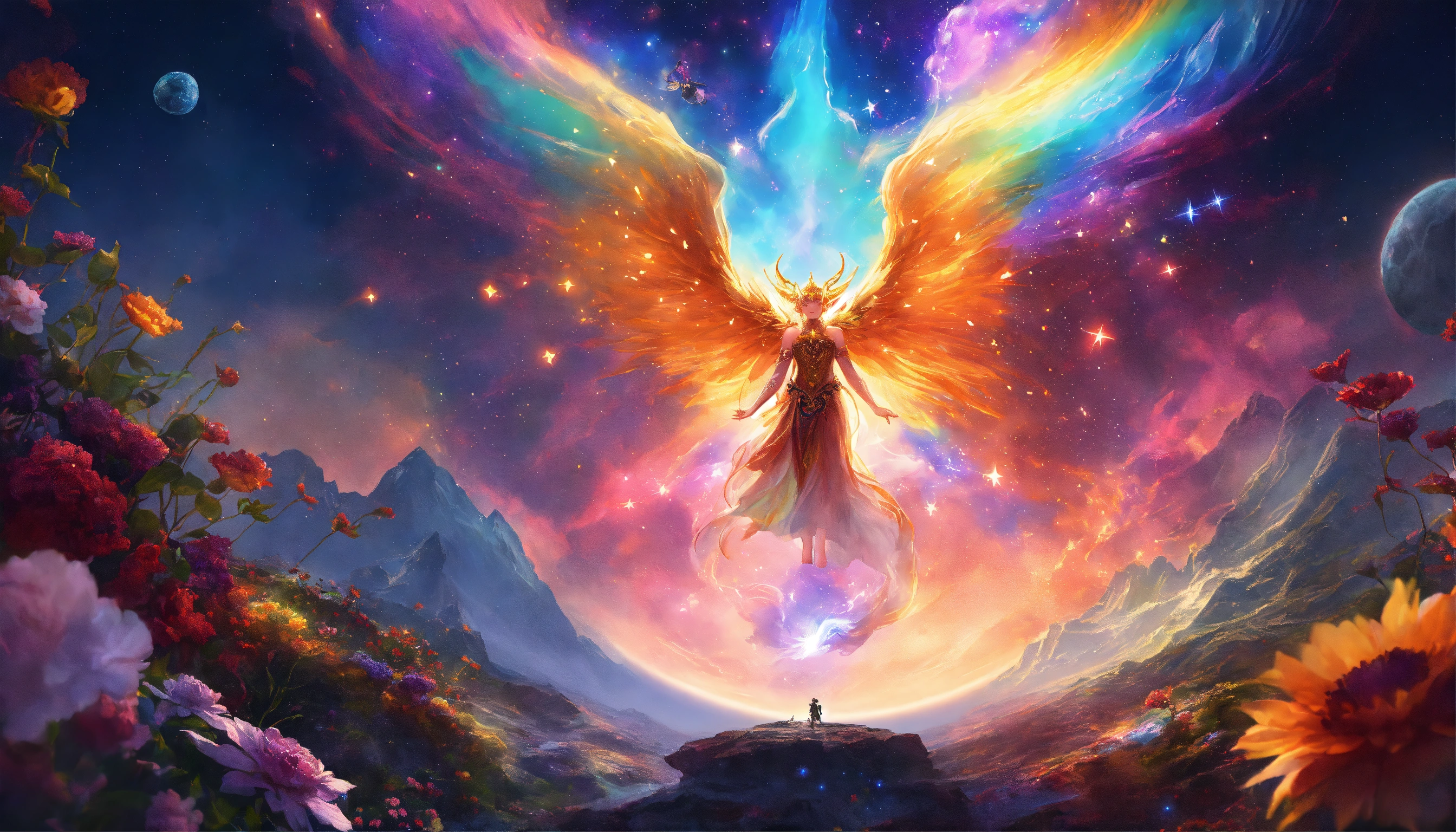 Lexica - Digital painting of a demon and an angel fighting, in space ...