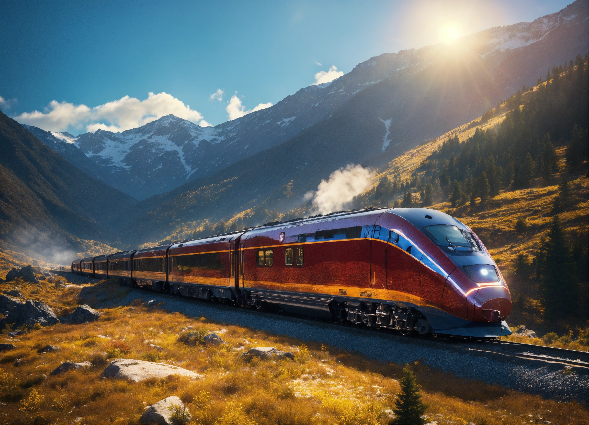 Lexica - Shining future train running in the mountains,8k , masterpiece