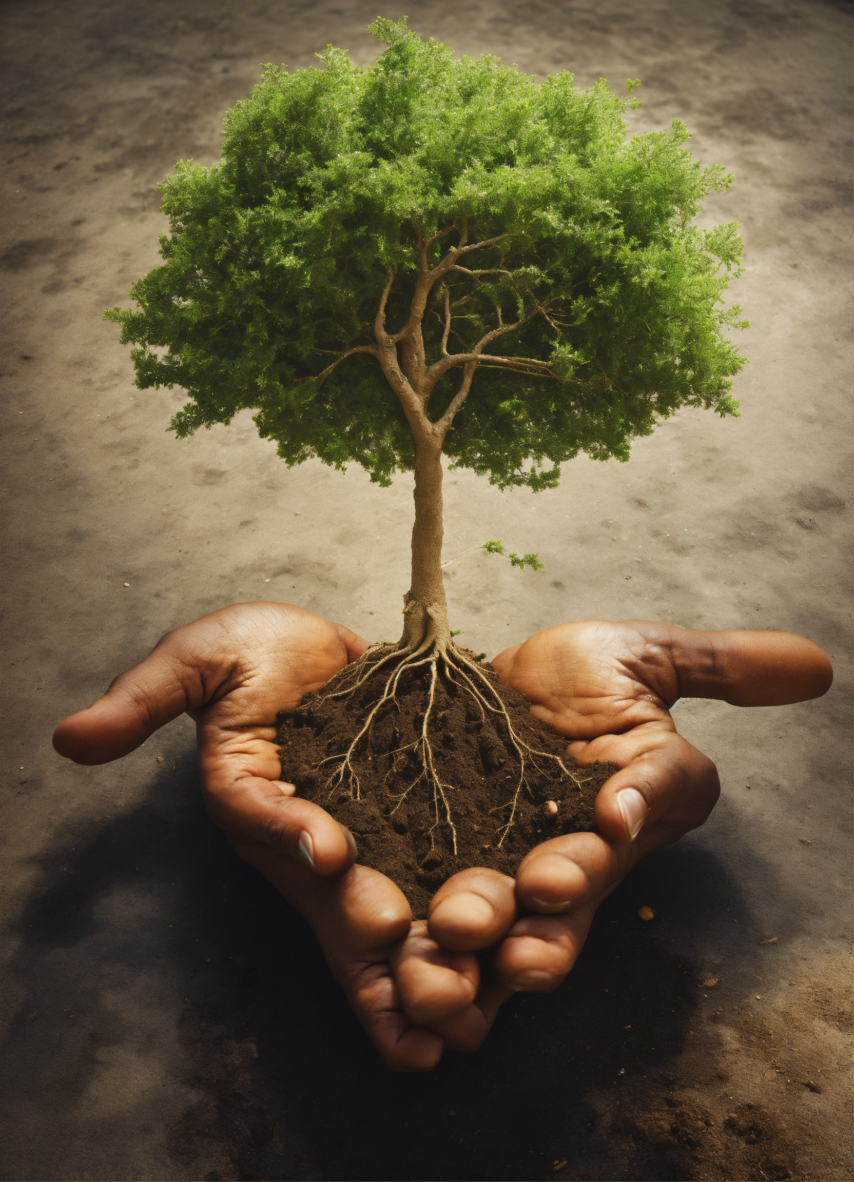 Lexica - The hand of an African American person with a tree, with no ...