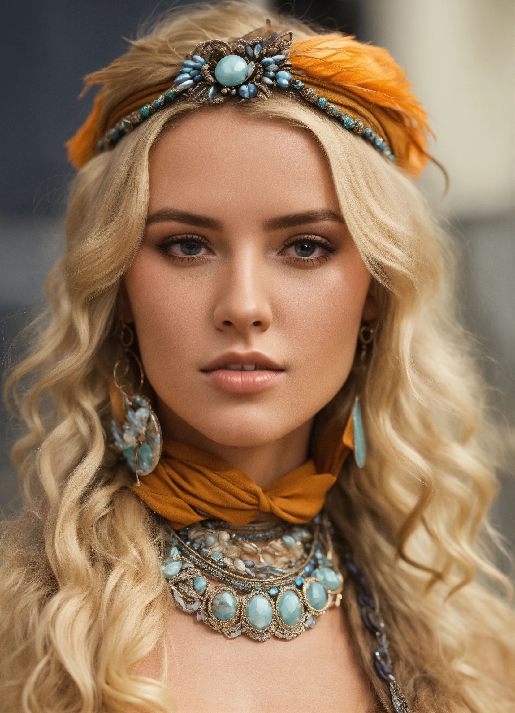 Lexica - Blonde prehistoric woman graduated from fashion school