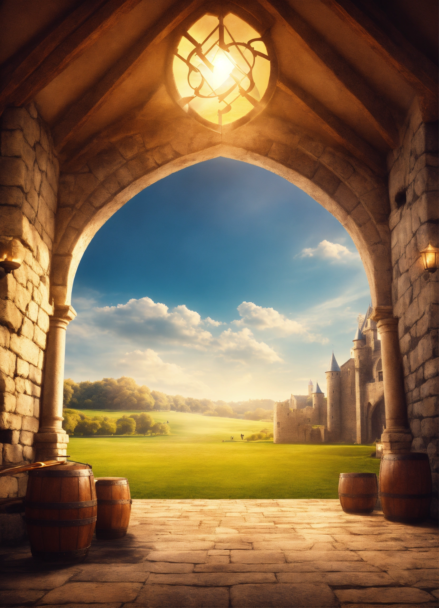 Lexica - Create a design Medieval background with fantasy lighting ...