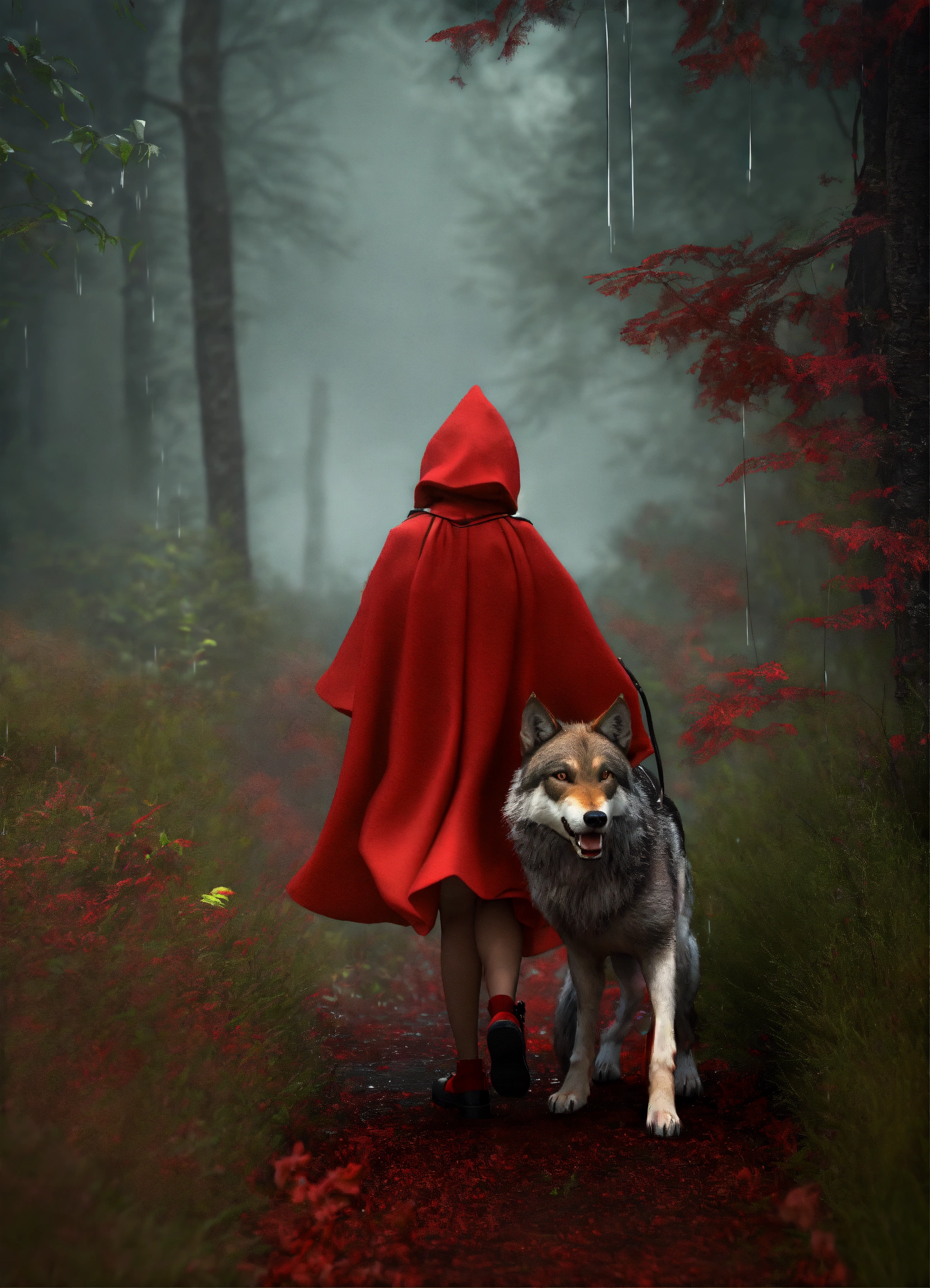 Lexica - Very big scary wolf attack Little Red Riding Hood. 3d model ...