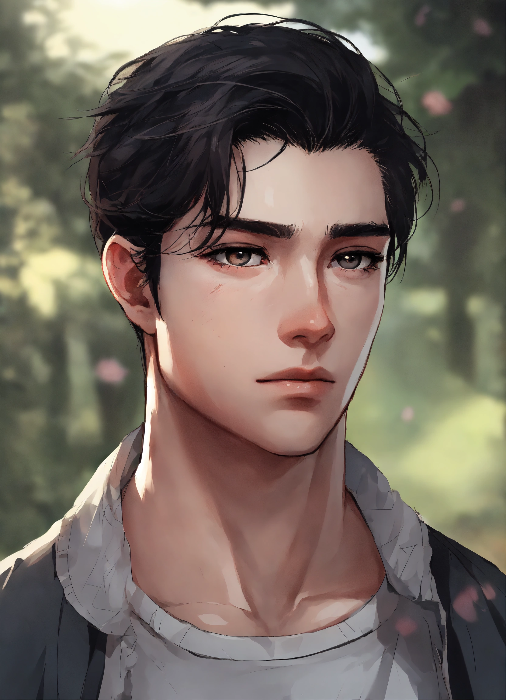 Lexica - Male character concept light Gray eyes black hair folded into ...